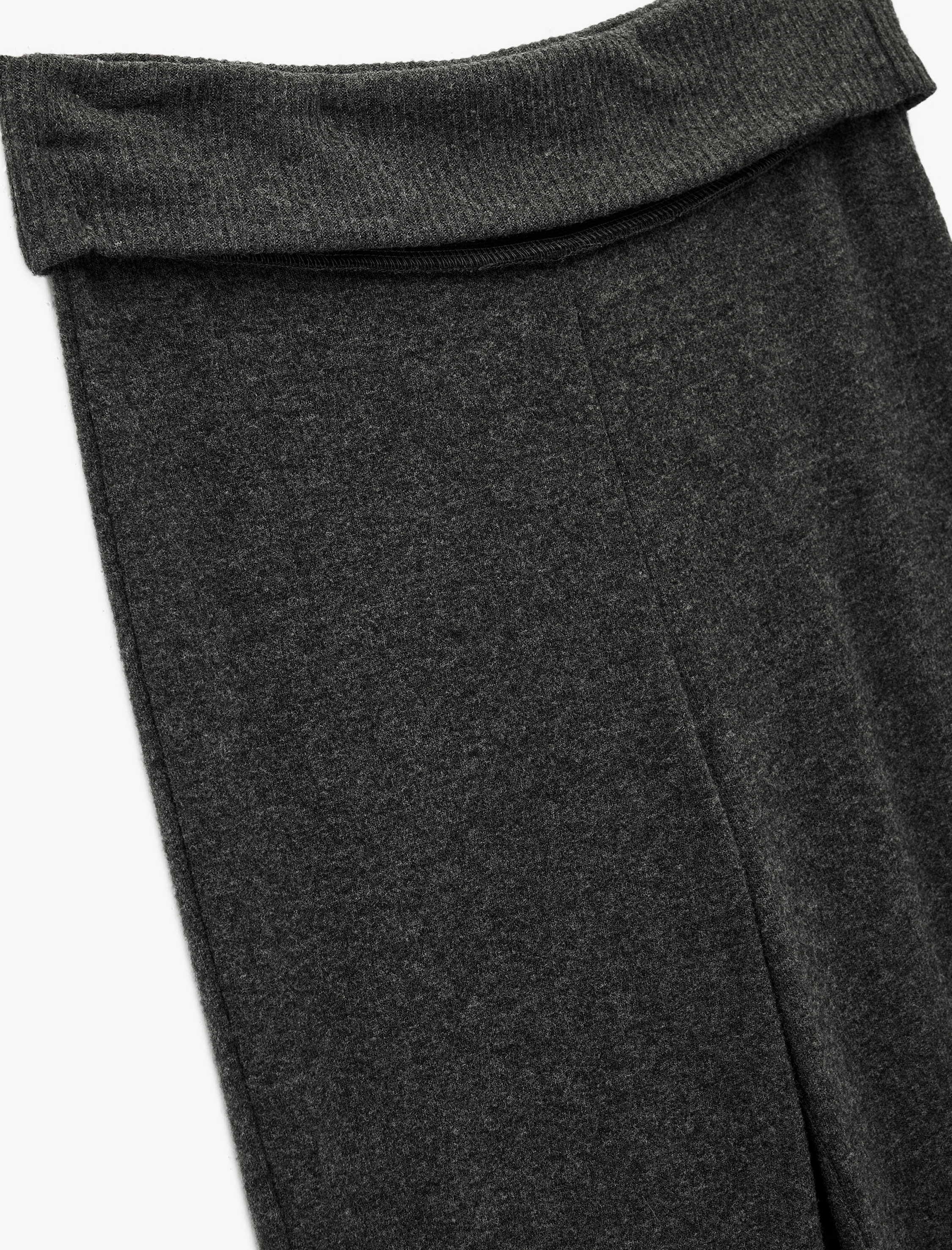   Viskon Karışımlı Katlı Yüksek Bel İspanyol Paça Tayt Pantolon