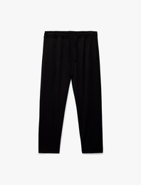 Viskon Karışımlı Cep Detaylı Rahat Kesim Beli Bağcıklı Pantolon