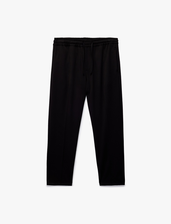  Viskon Karışımlı Cep Detaylı Rahat Kesim Beli Bağcıklı Pantolon