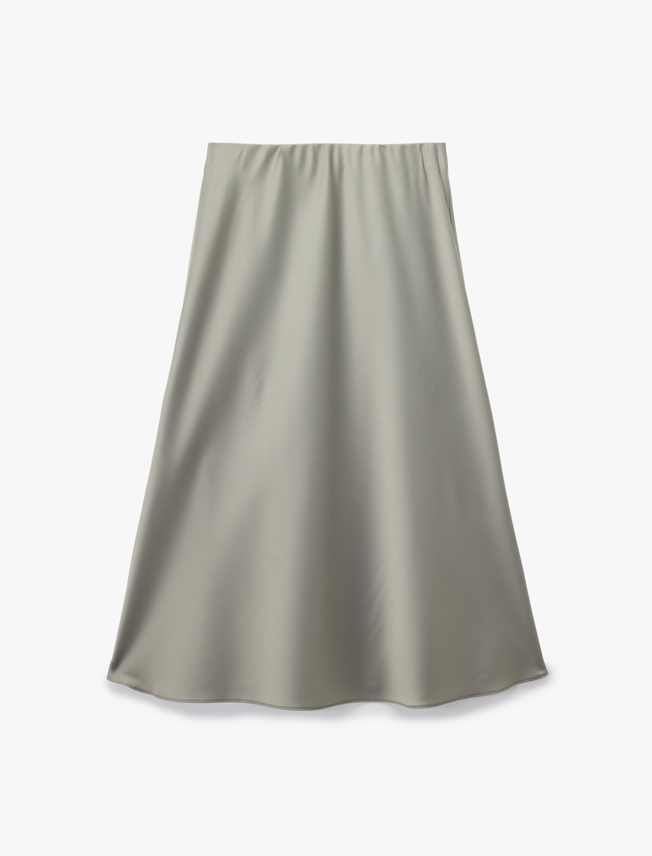   Slim Fit Beli Lastikli Midi Saten Etek