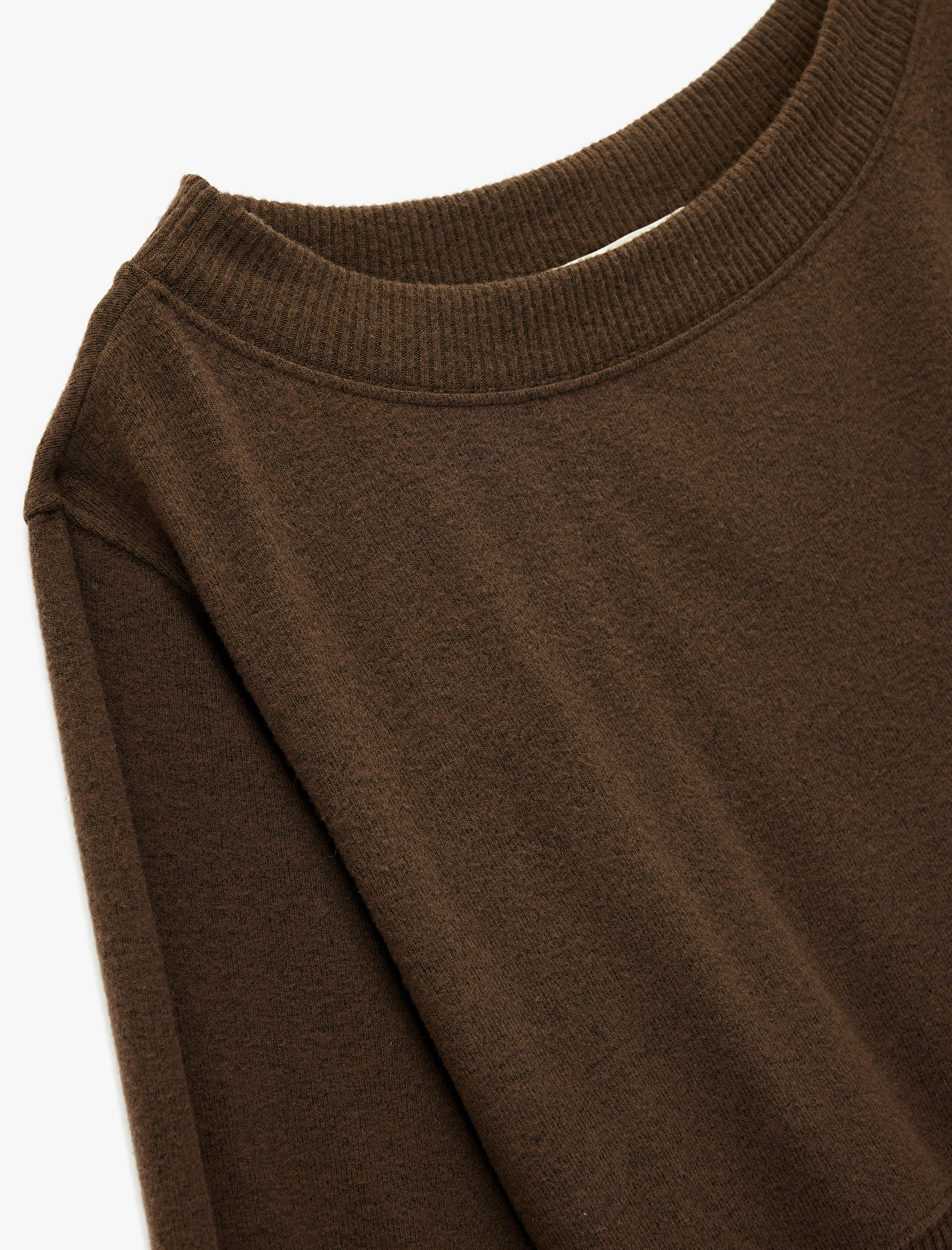   Viskon Karışımlı Kayık Yaka Omzu Açık Uzun Kollu Tişört