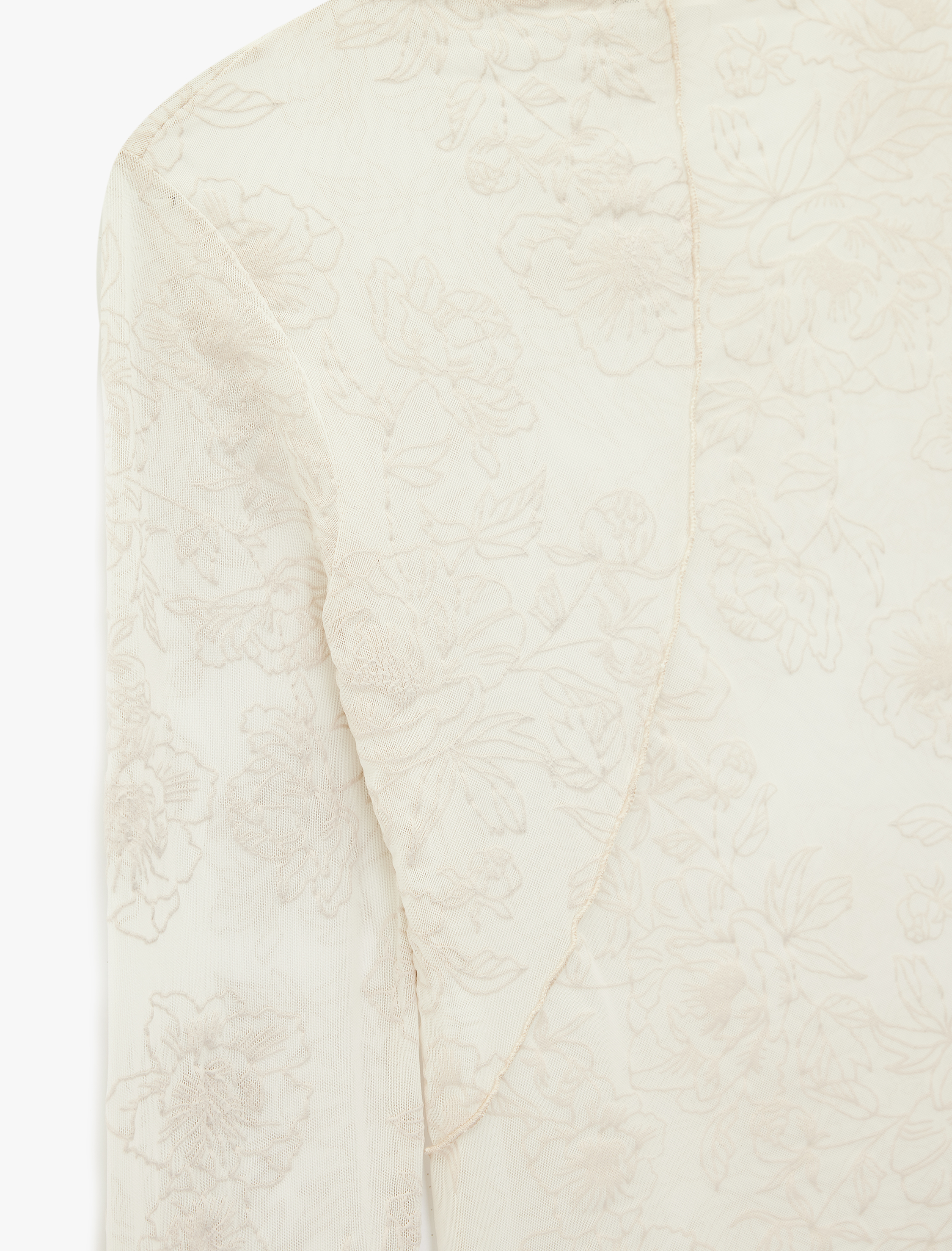   Koton X Sibil Çetinkaya - Slim Fit Floral Desenli Dik Yaka Uzun Kollu Bluz