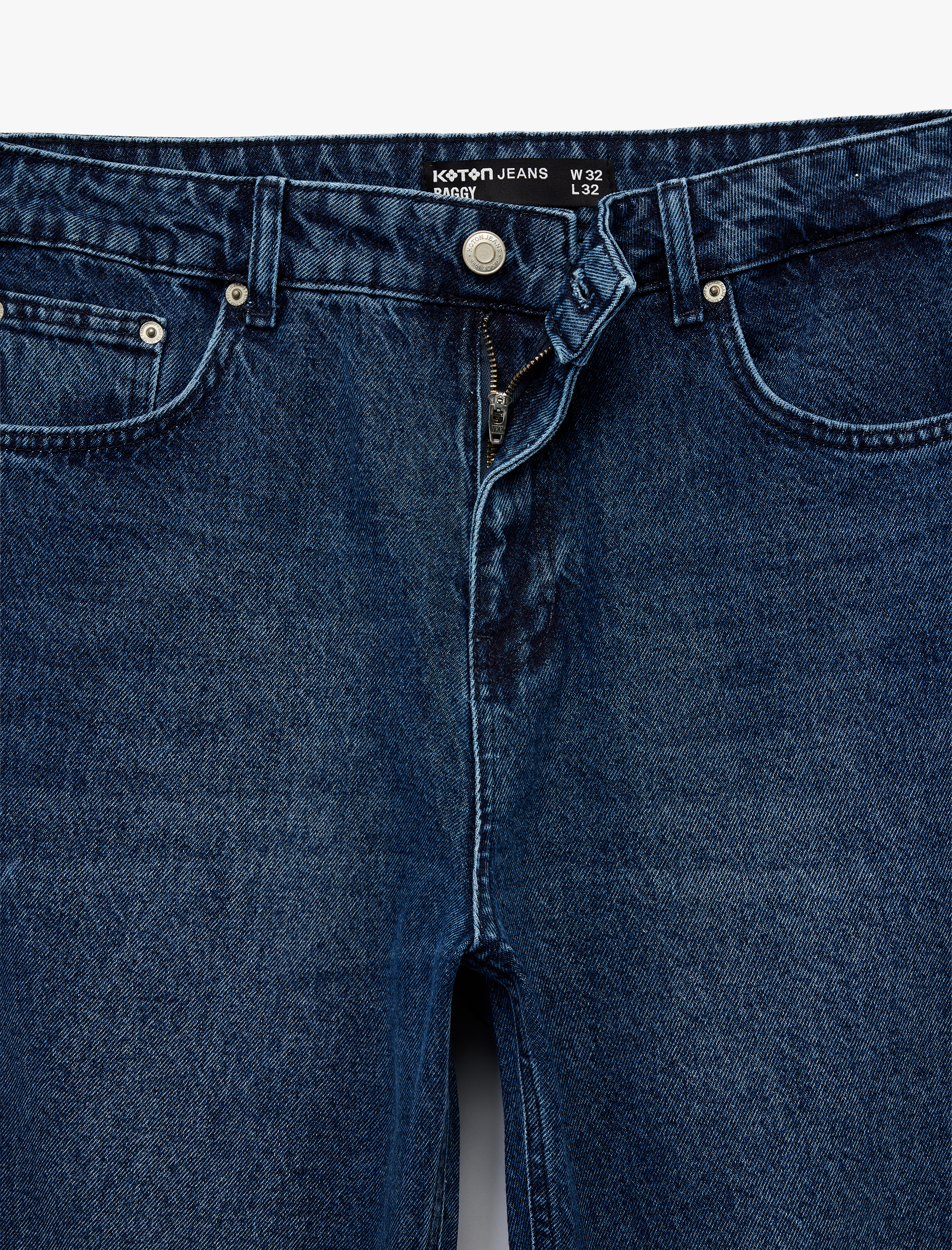   Normal Bel Pamuklu Bol Baggy Jean Pantolon