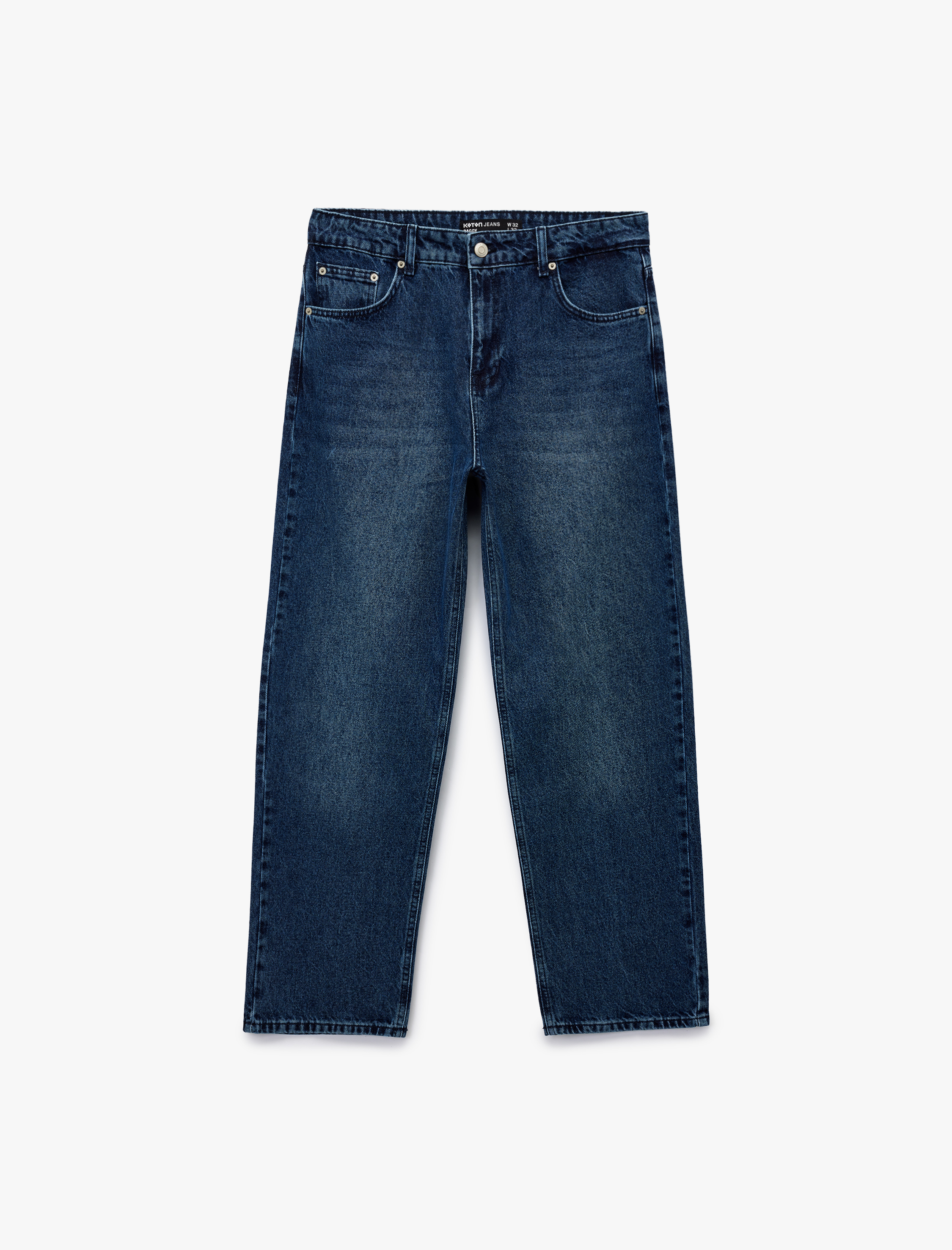   Normal Bel Pamuklu Bol Baggy Jean Pantolon