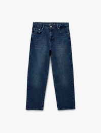 Normal Bel Pamuklu Bol Baggy Jean Pantolon