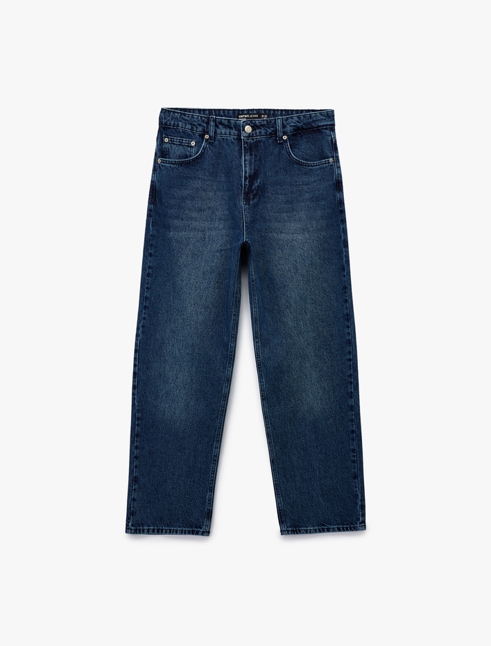  Normal Bel Pamuklu Bol Baggy Jean Pantolon