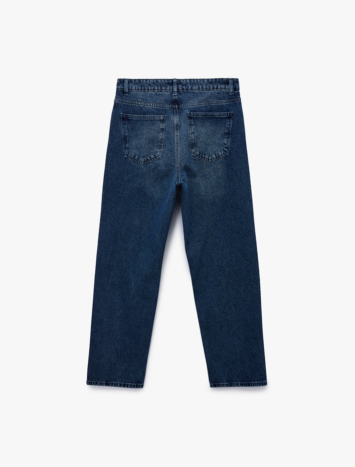  Normal Bel Pamuklu Bol Baggy Jean Pantolon