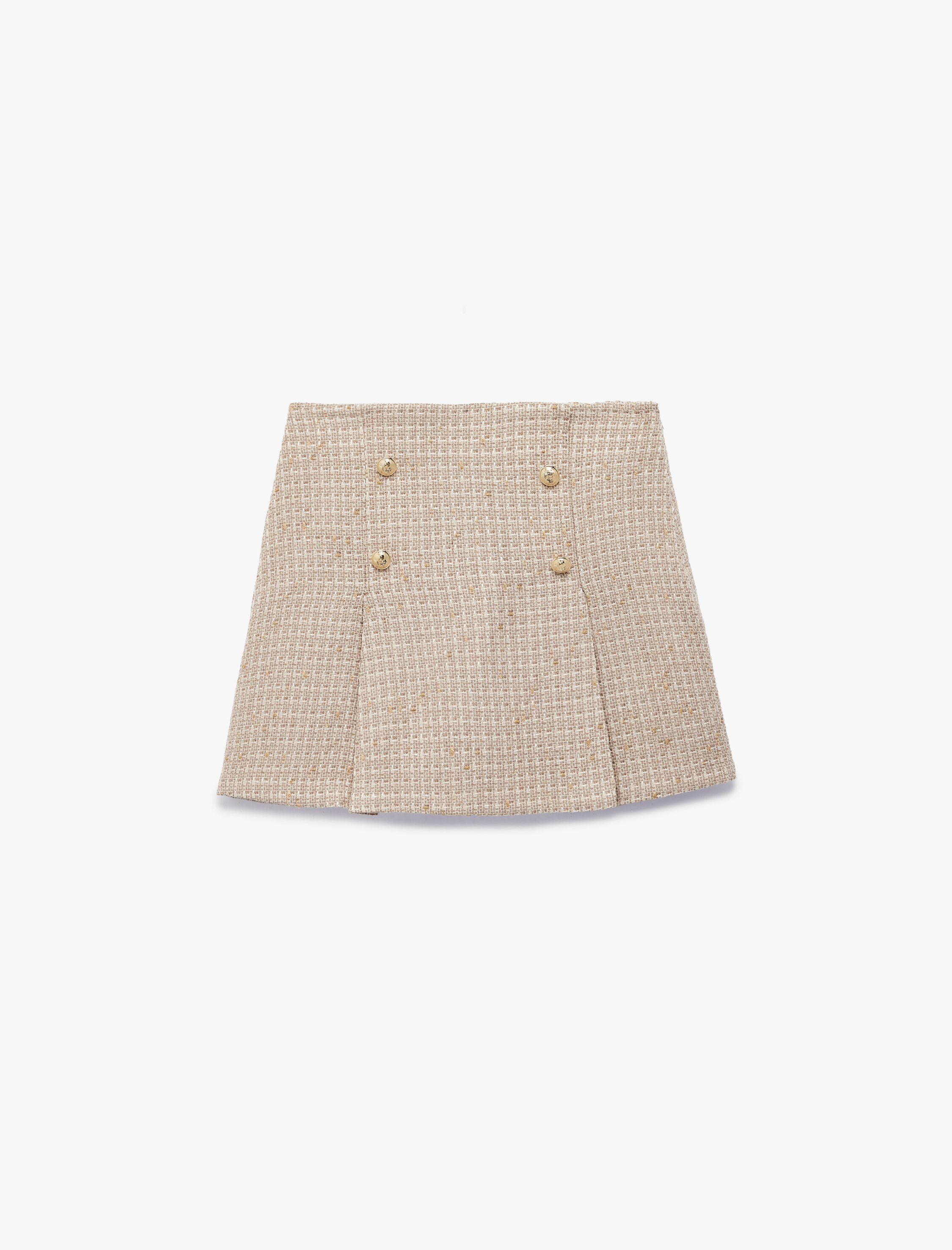   Kareli Düğme Detaylı A Kesim Mini Etek