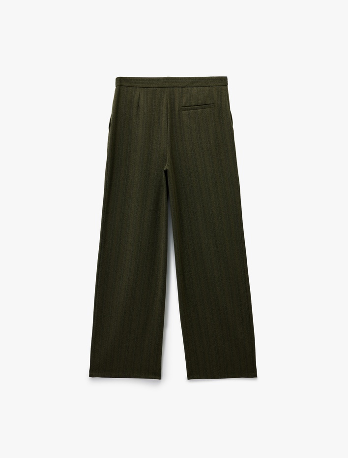  Cep Detaylı Pileli Geniş Paça Palazzo Pantolon