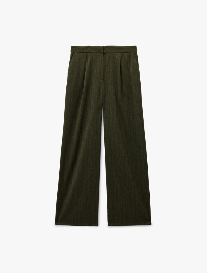  Cep Detaylı Pileli Geniş Paça Palazzo Pantolon