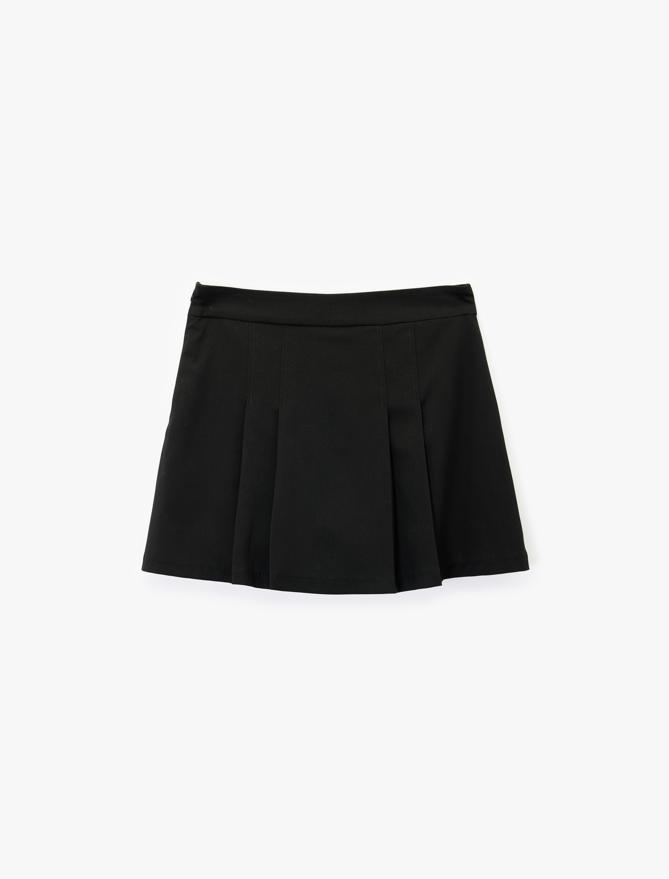   Viskon Karışımlı Pileli Mini Şort Etek