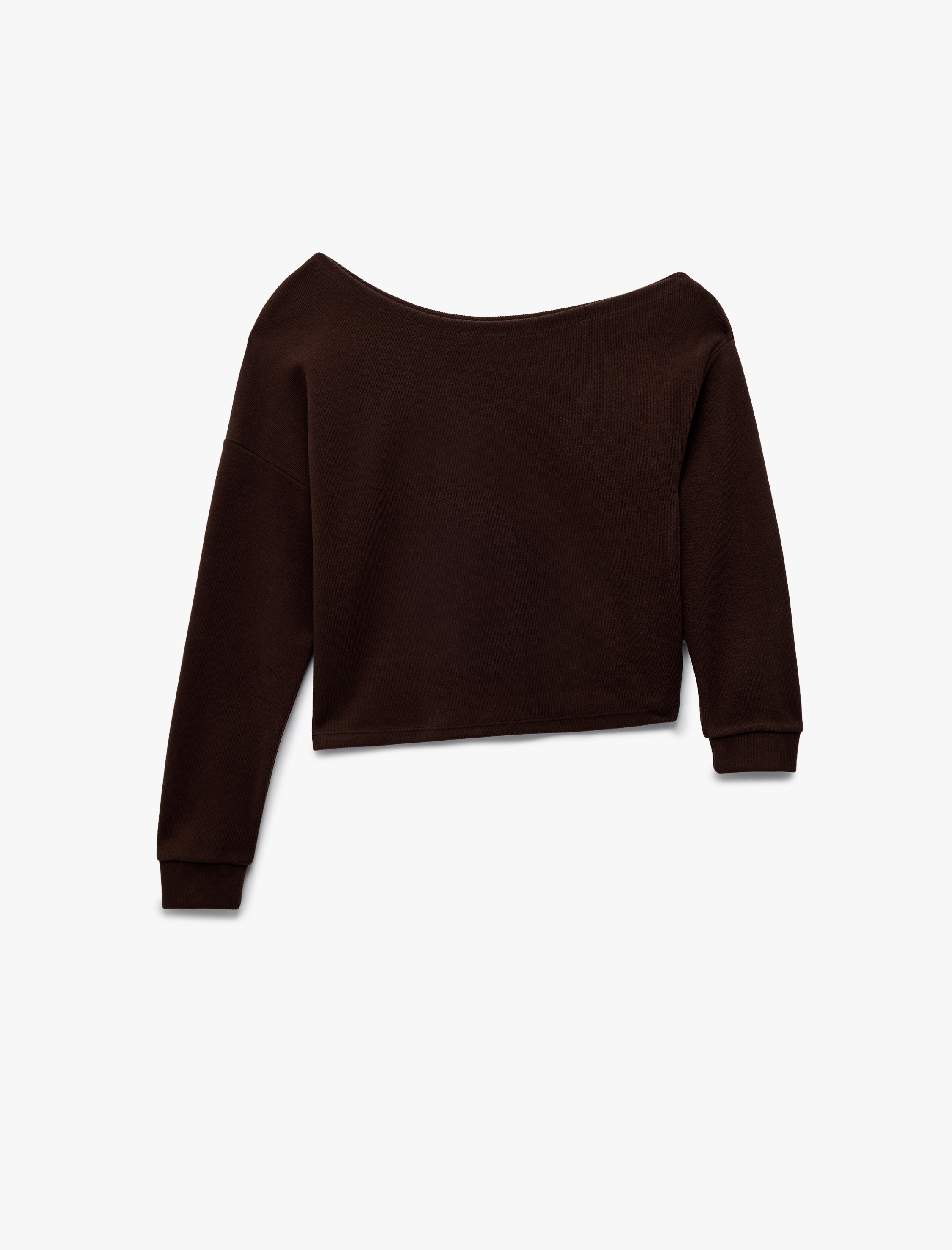   Rahat Kalıp Uzun Kollu Asimetrik Yaka Tişört