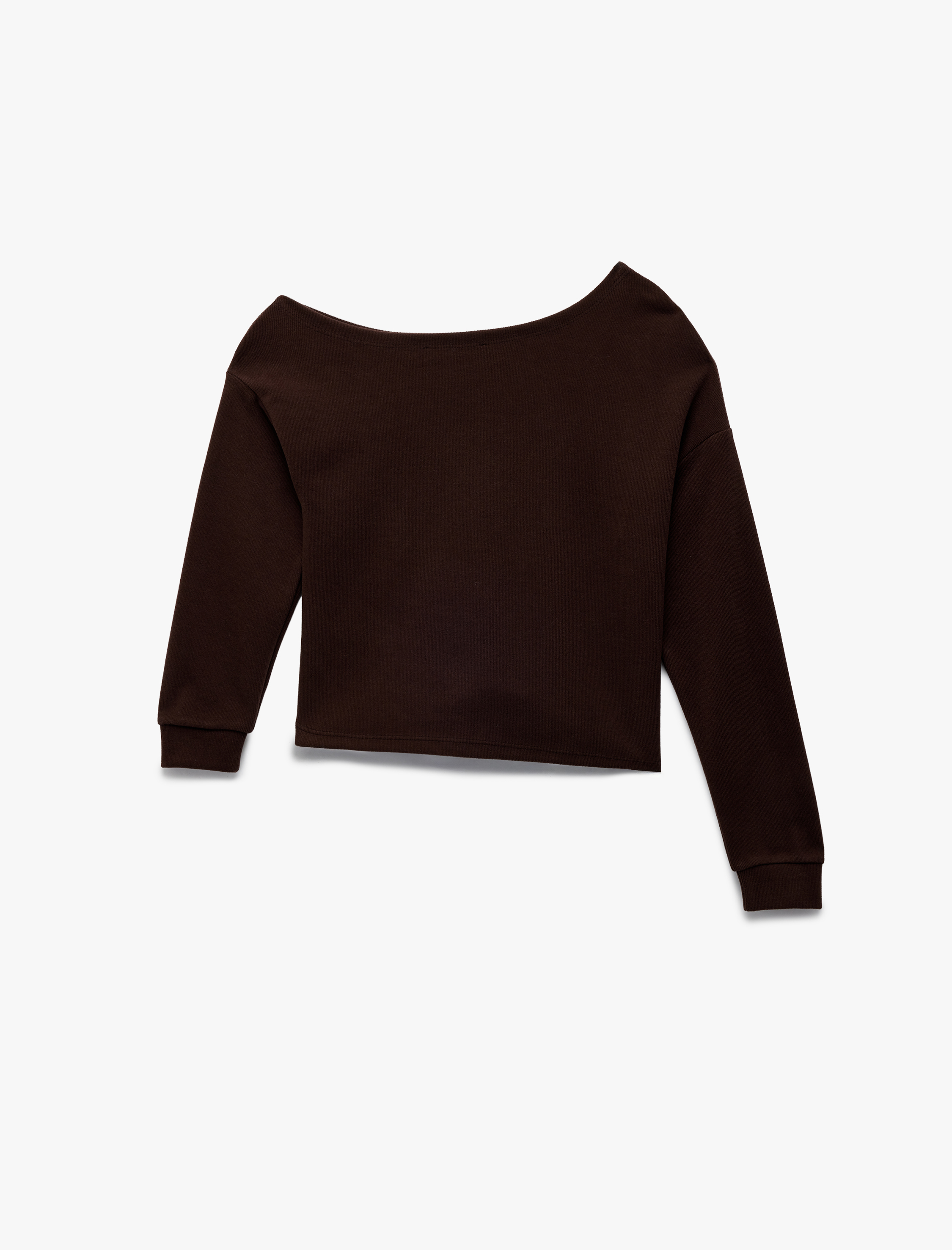   Rahat Kalıp Uzun Kollu Asimetrik Yaka Tişört