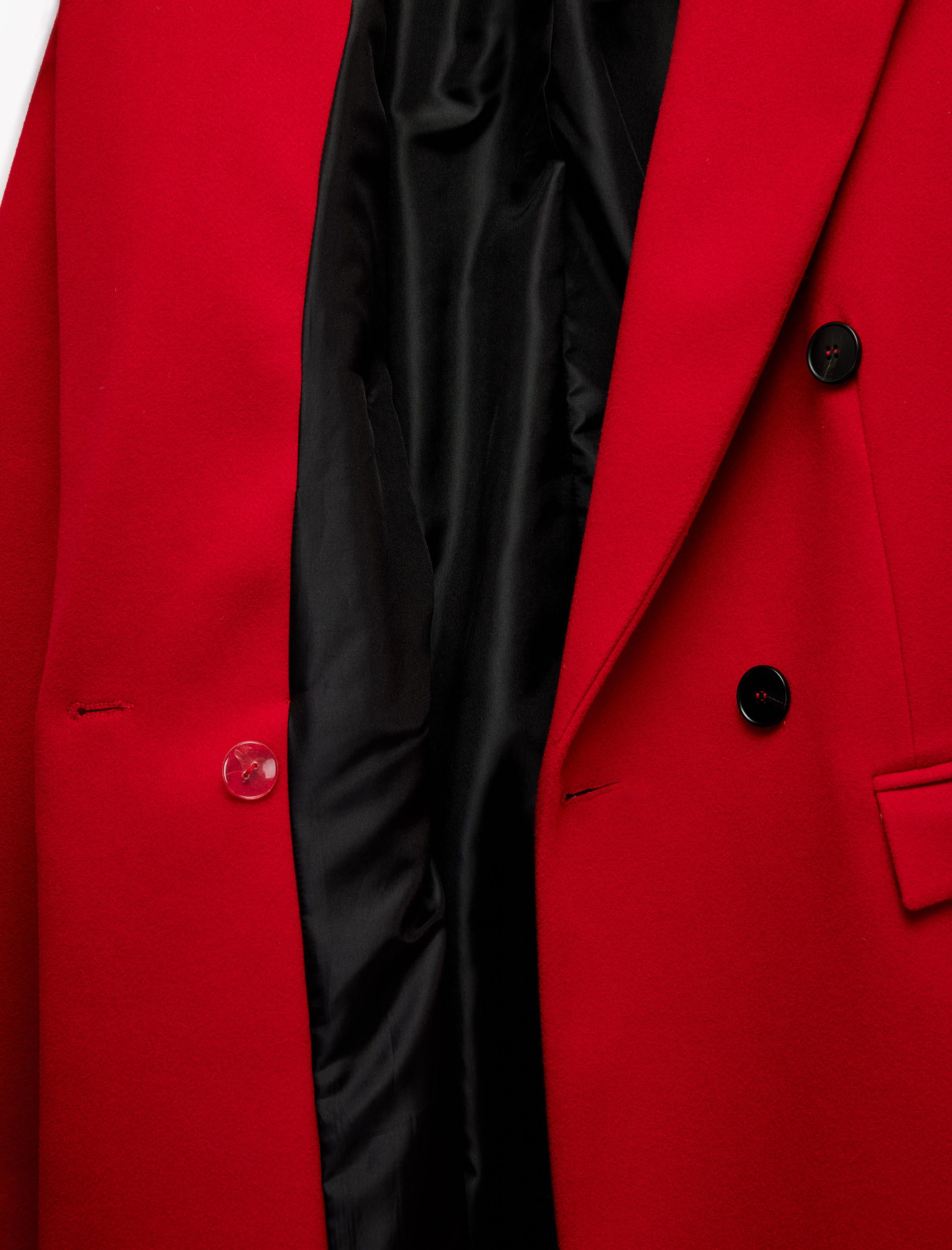   Uzun Kollu Düğmeli Kruvaze Uzun Kaşe Kaban