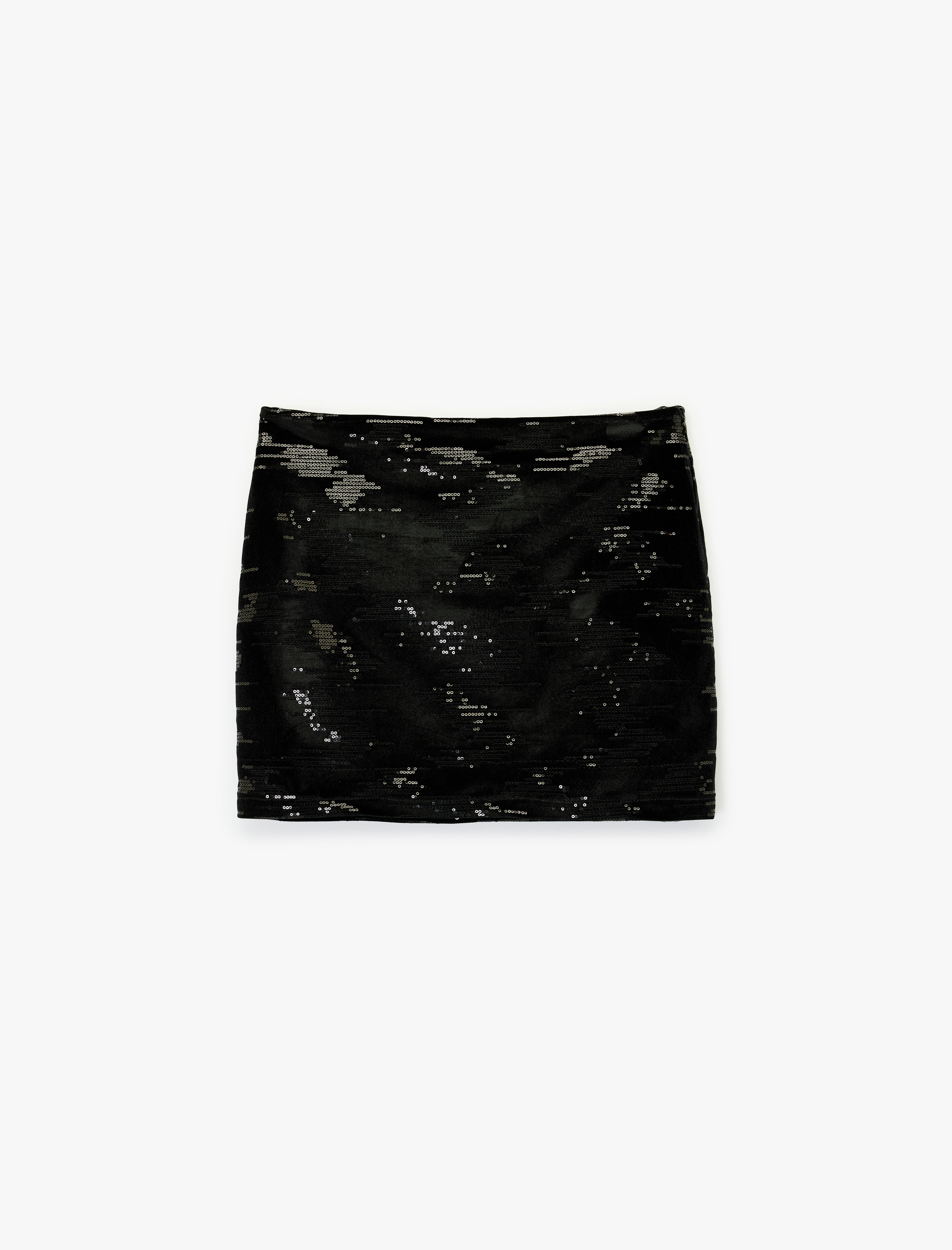   Slim Fit Pullu Payetli Abiye Mini Etek