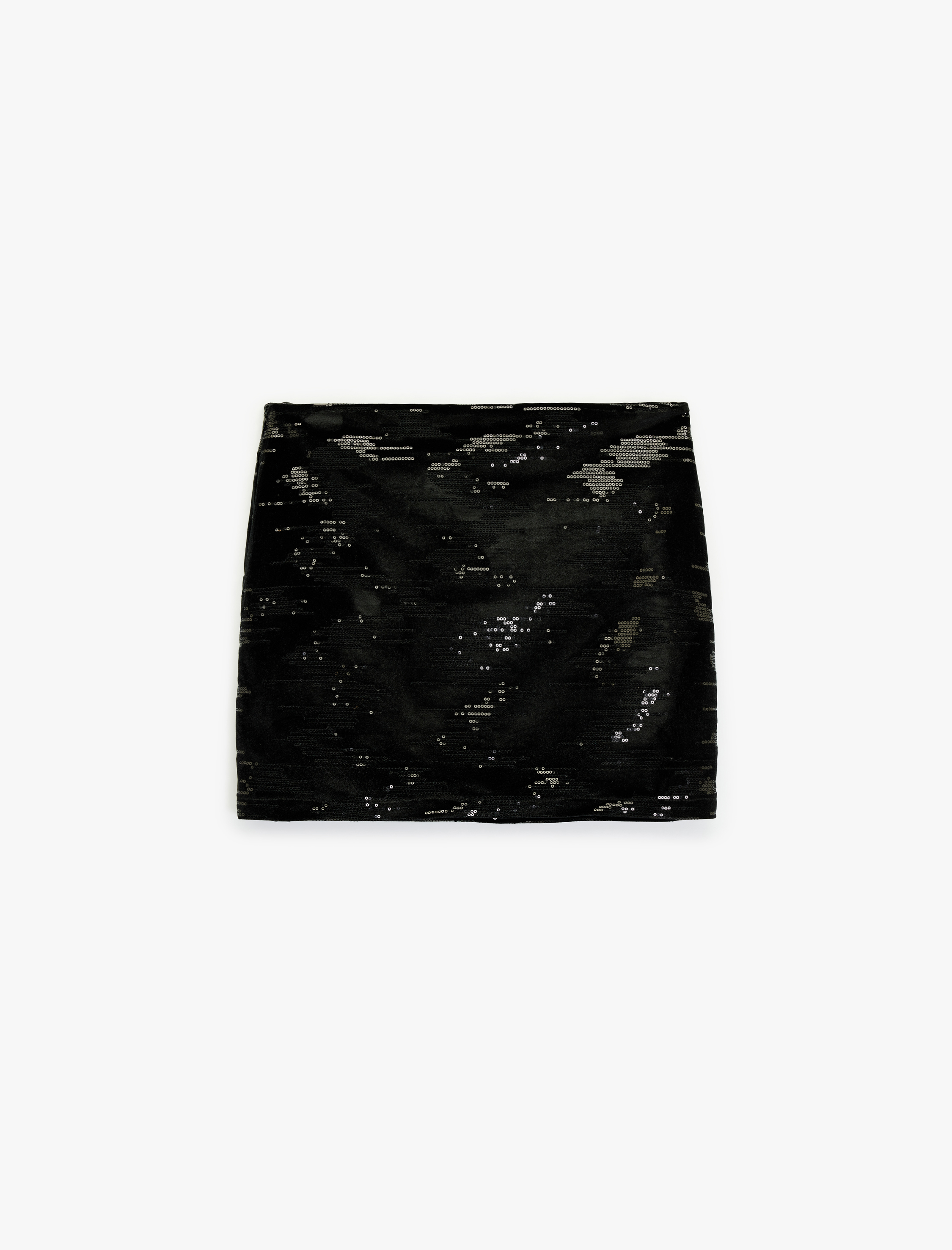   Slim Fit Pullu Payetli Abiye Mini Etek