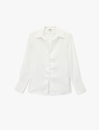 Bol Kalıp Düğmeli Klasik Yaka Uzun Kollu Gömlek