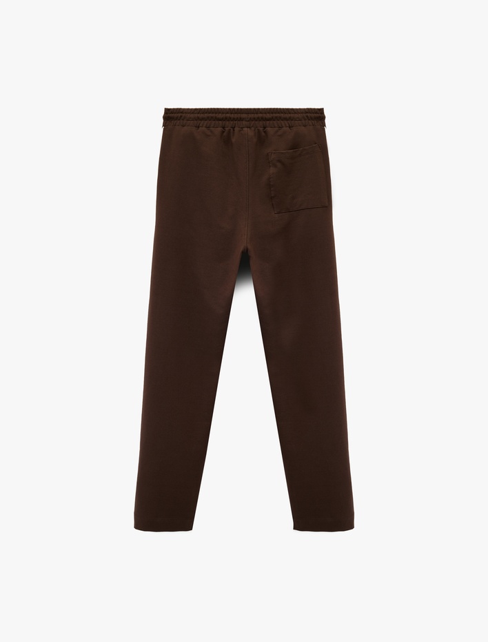  Pamuklu Biyeli Cep Detaylı Beli Bağcıklı Eşofman Altı