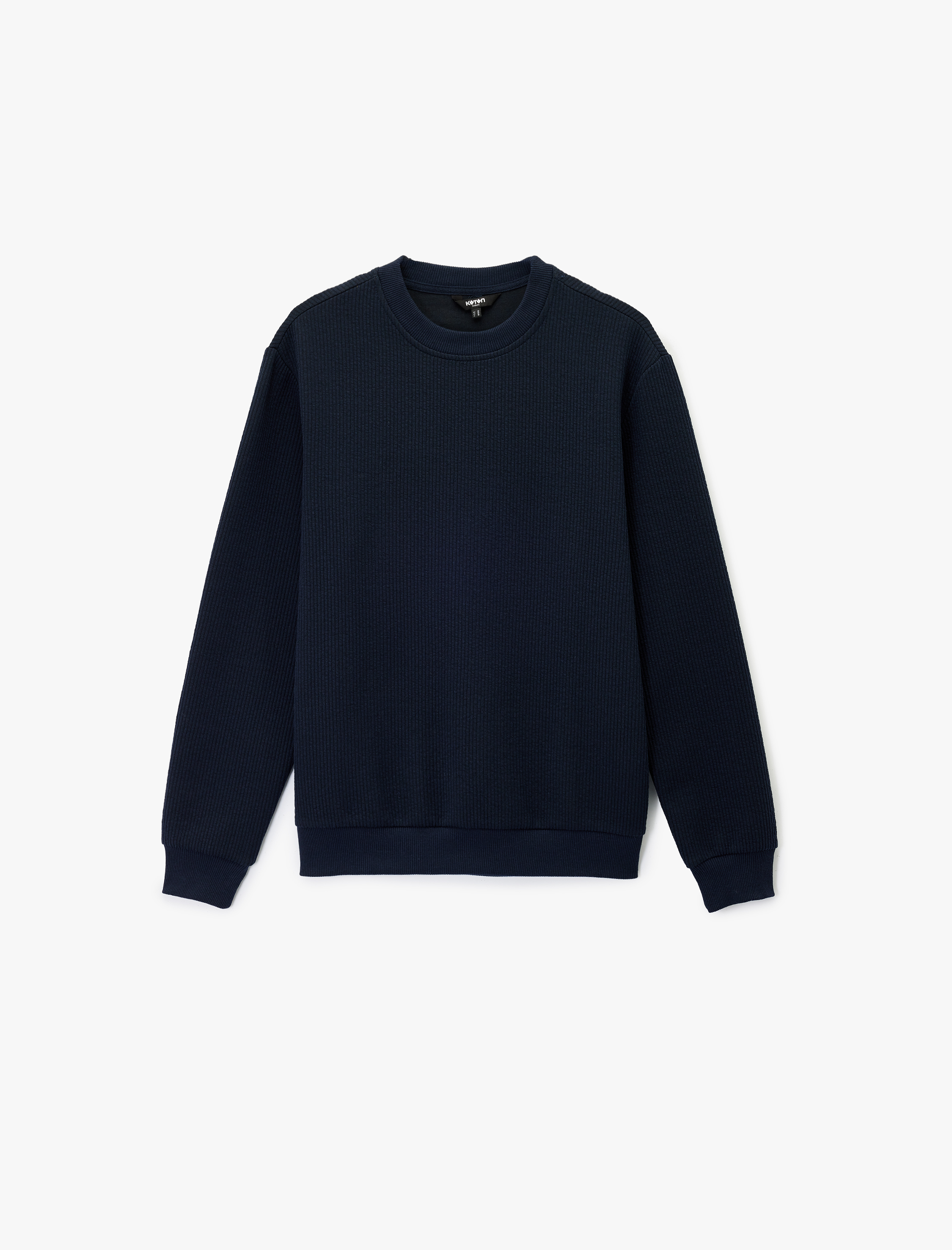   Dokulu Uzun Kollu Basic Bisiklet Yaka Sweatshirt