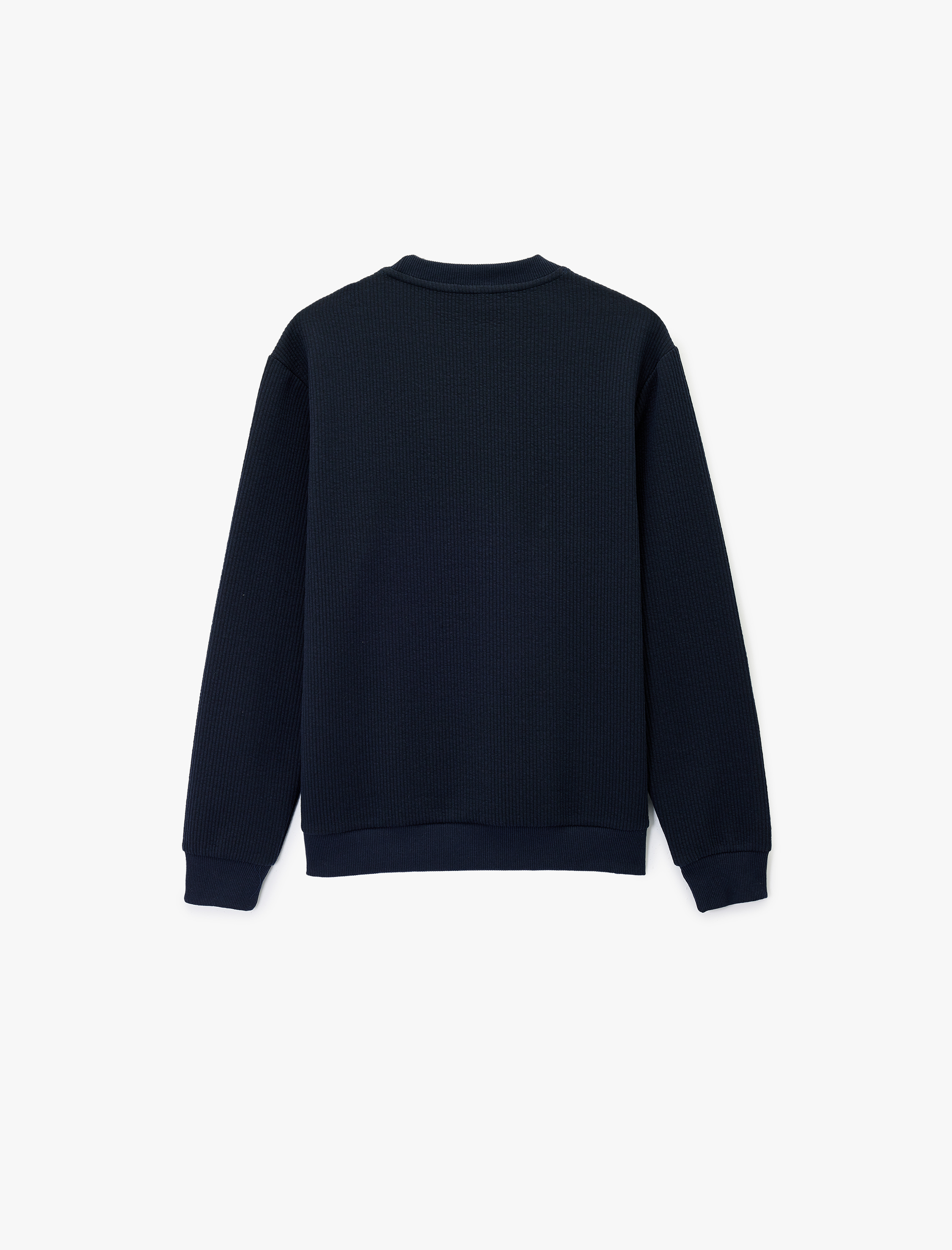  Dokulu Uzun Kollu Basic Bisiklet Yaka Sweatshirt