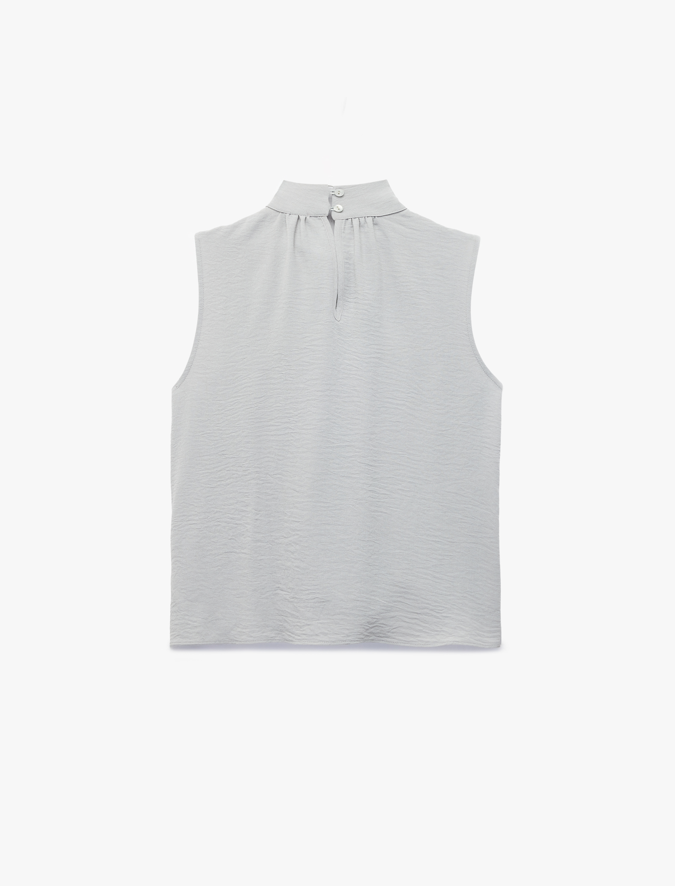   Bağlama Detaylı Dik Yaka Kolsuz Bluz