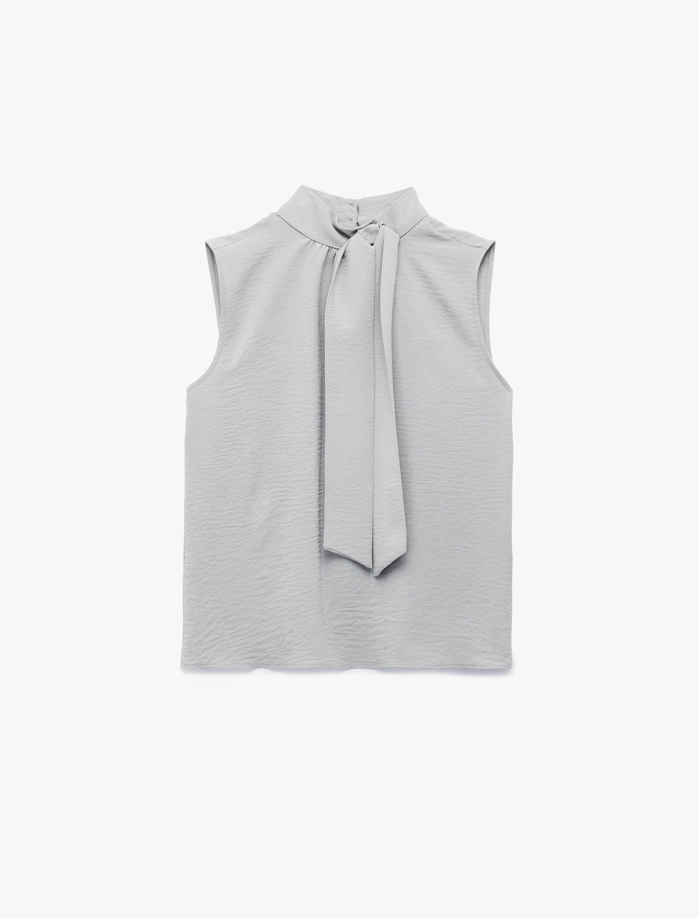   Bağlama Detaylı Dik Yaka Kolsuz Bluz