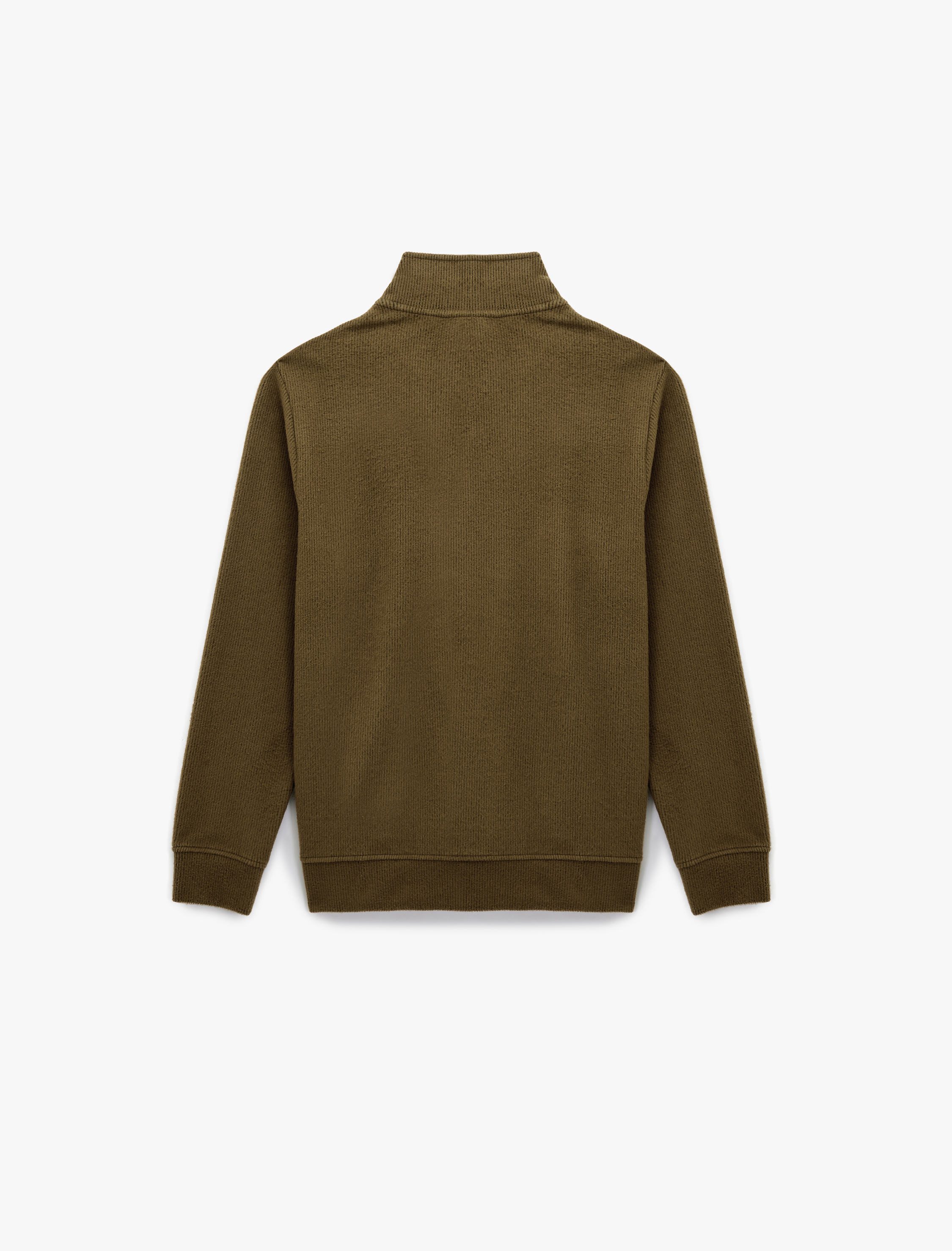   Uzun Kollu Ribanalı Yarım Fermuarlı Sweatshirt