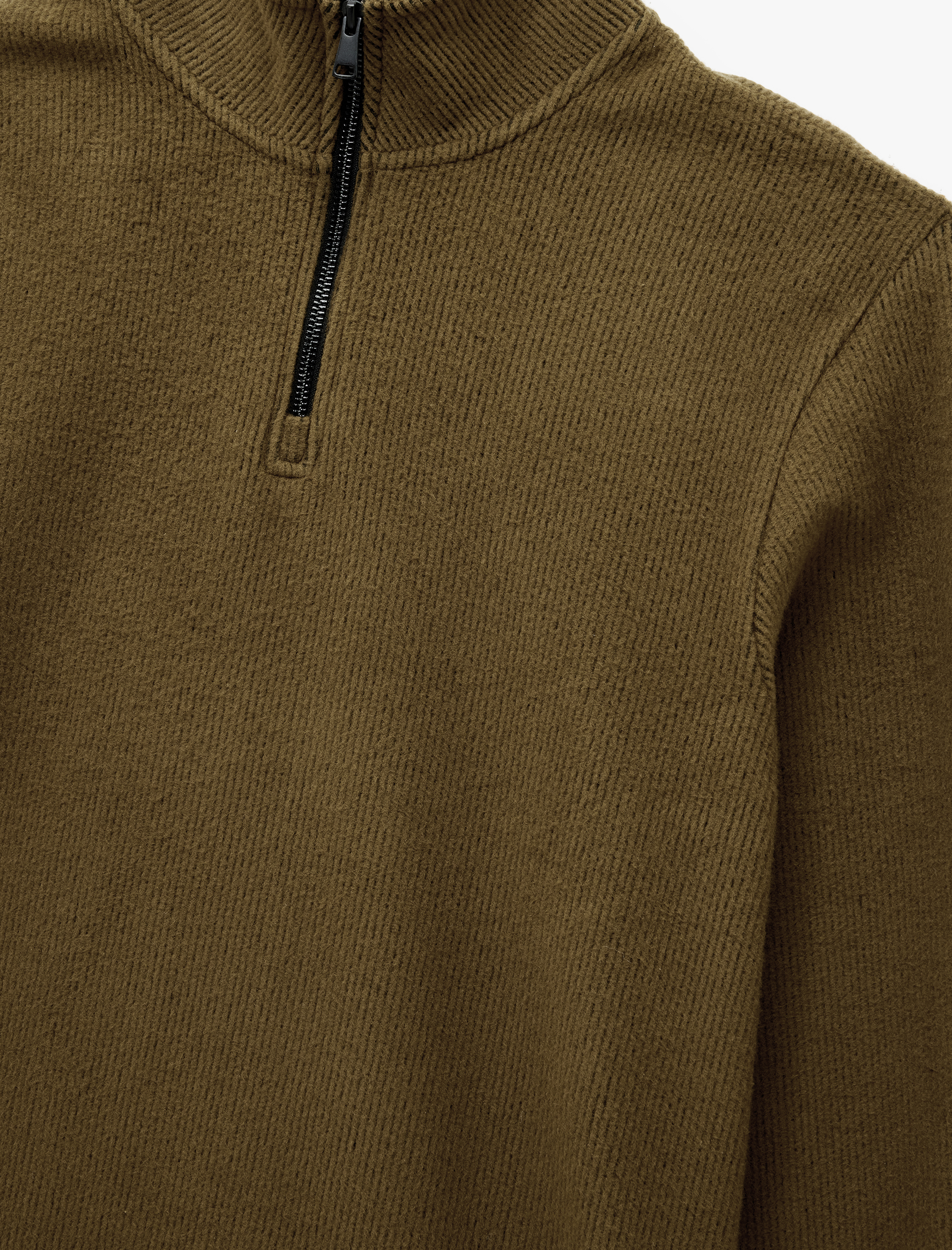   Uzun Kollu Ribanalı Yarım Fermuarlı Sweatshirt