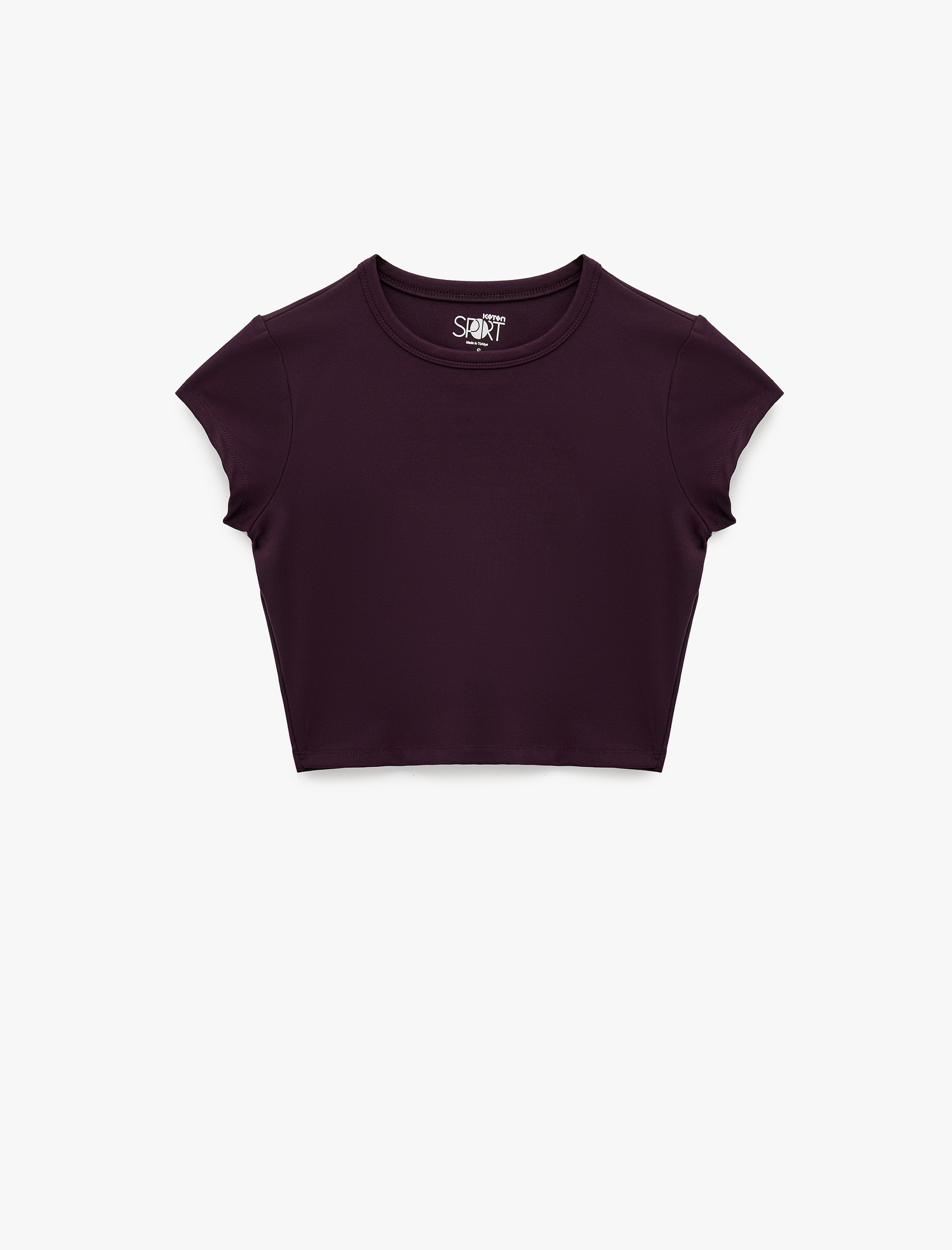   Slim Fit Kısa Kollu Bisiklet Yaka Crop Spor Tişört