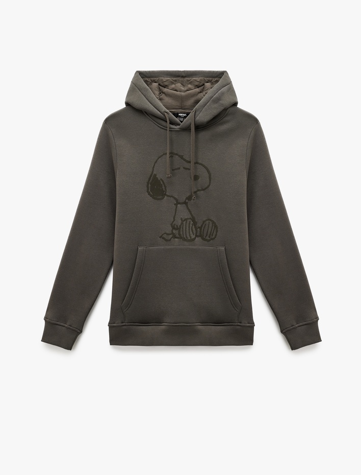  Uzun Kollu Kapşonlu Kanguru Cepli Lisanslı Snoopy Baskılı Sweatshirt