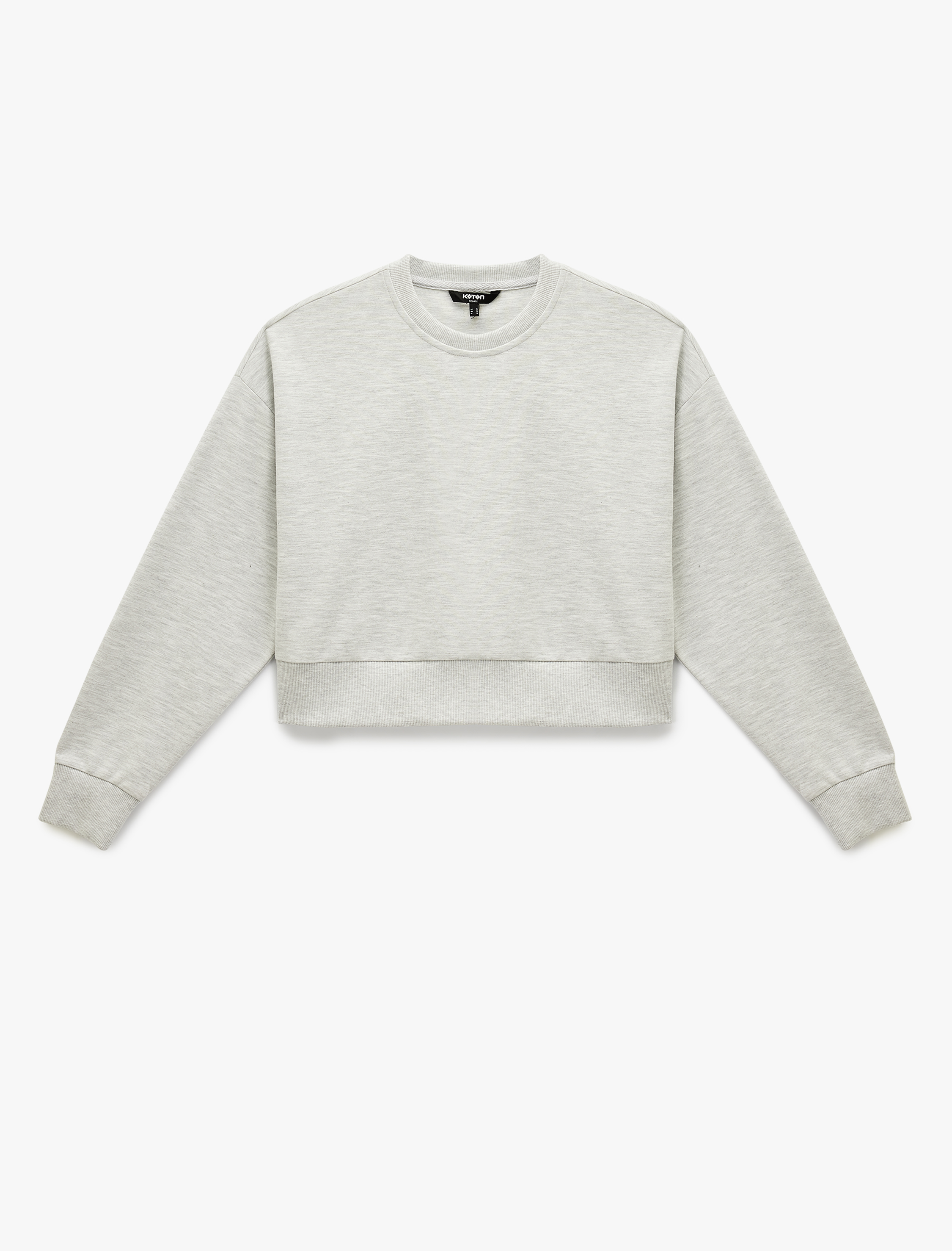   Uzun Kollu Bisiklet Yaka Oversize Crop Spor Sweatshirt