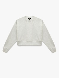 Uzun Kollu Bisiklet Yaka Oversize Crop Spor Sweatshirt