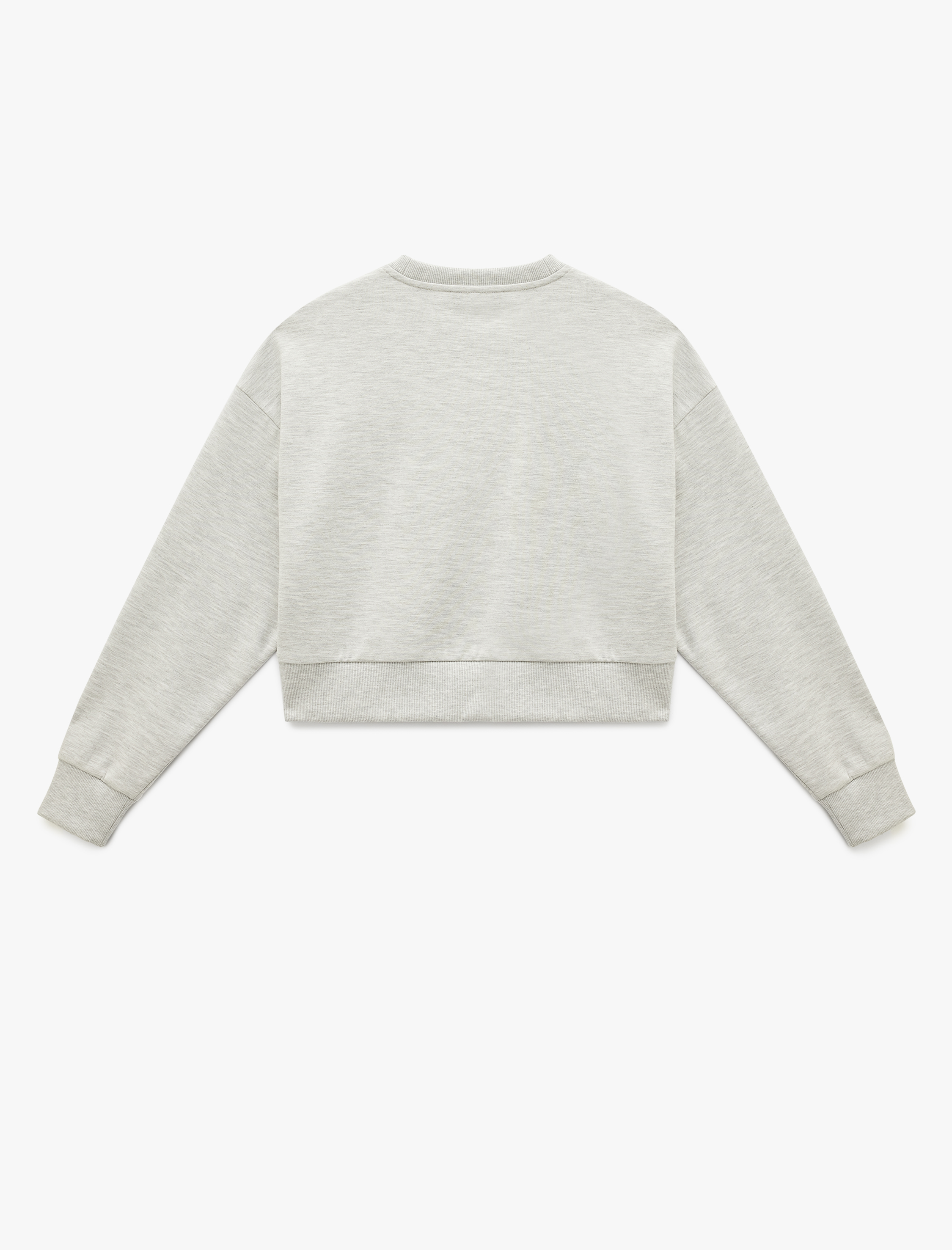   Uzun Kollu Bisiklet Yaka Oversize Crop Spor Sweatshirt