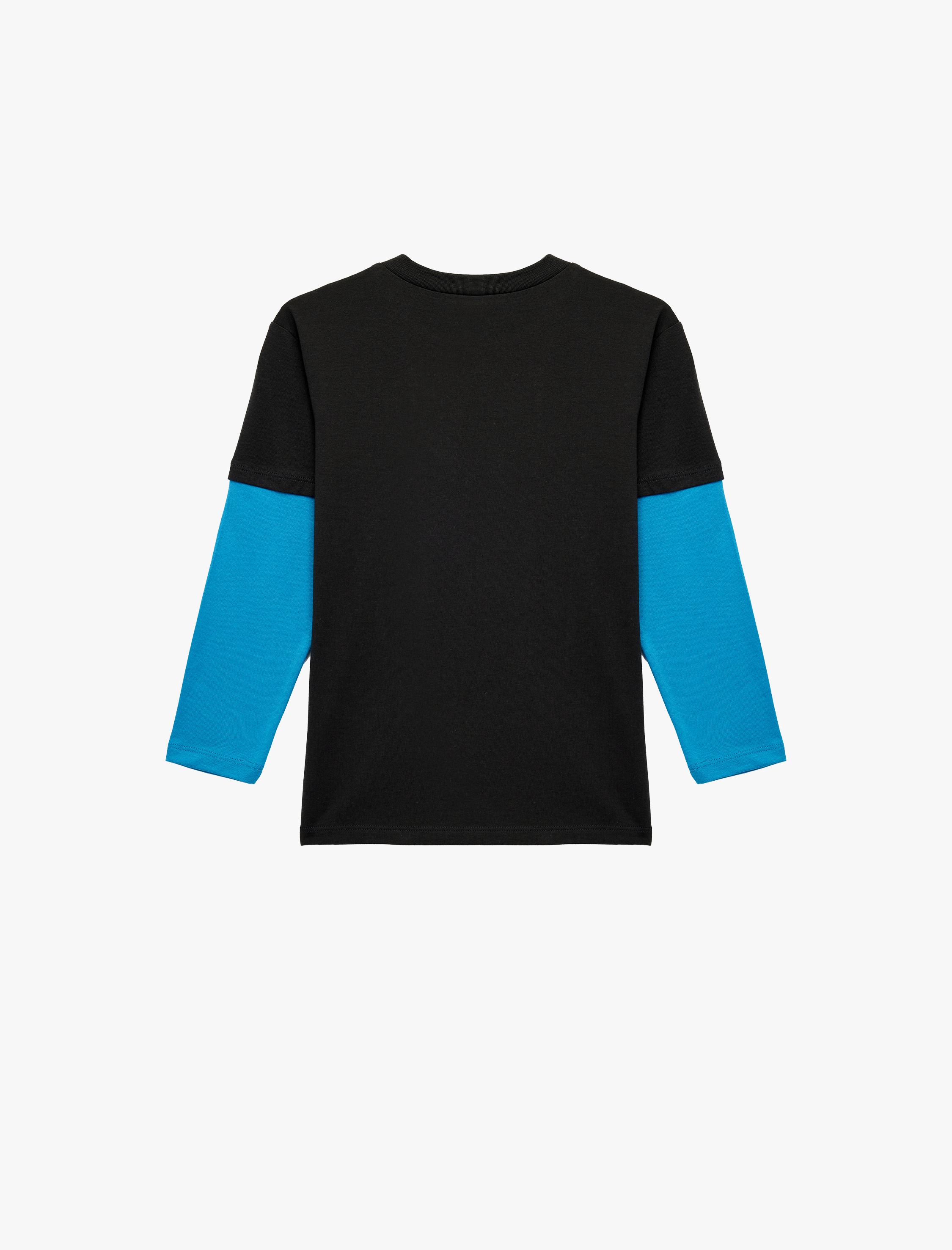  Erkek Çocuk Uzun Çıkma Kollu Bisiklet Yaka Pamuklu Dinozor Baskılı Tişört