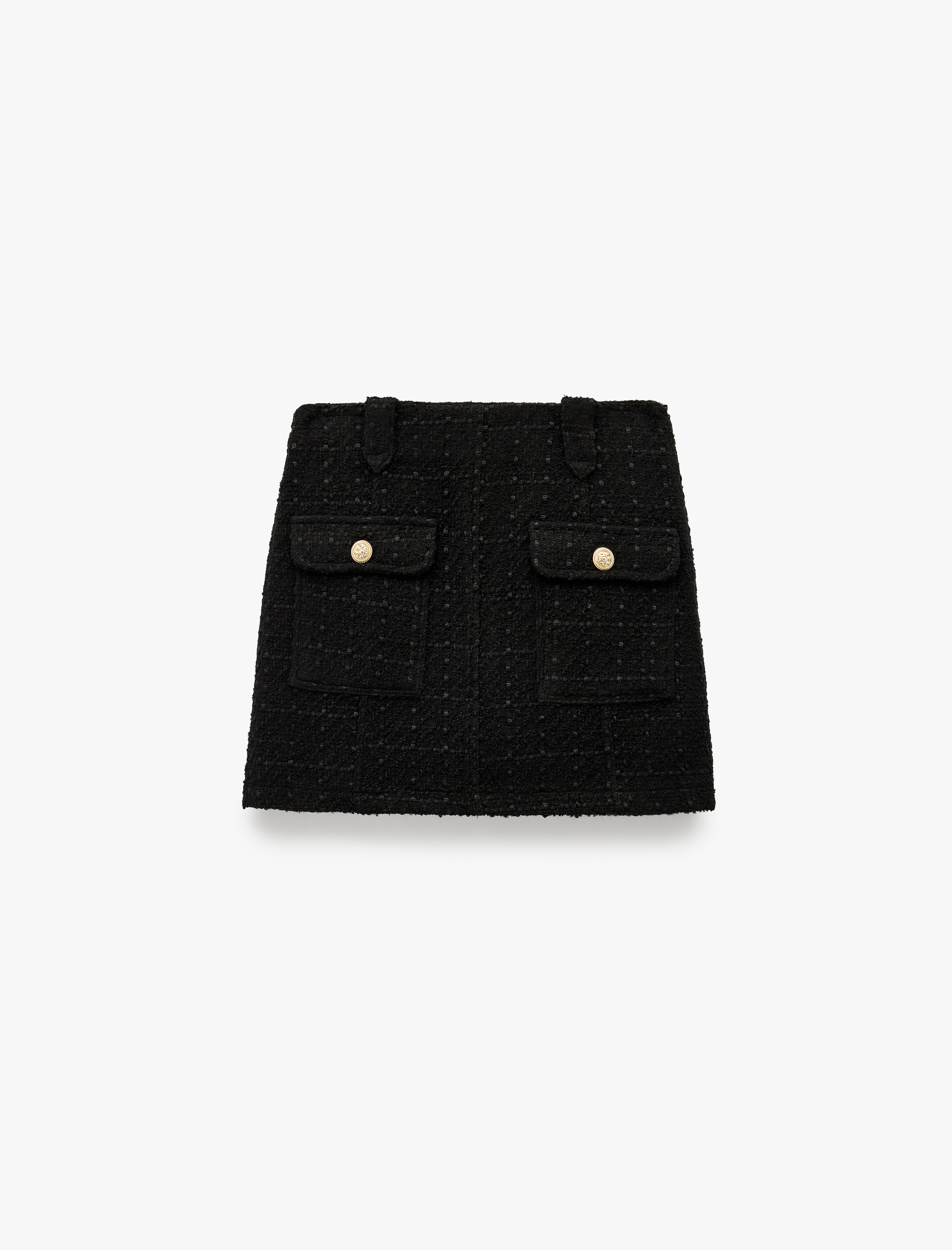   Metal Aksesuarlı Cep Detaylı Mini A Kesim Tüvit Etek