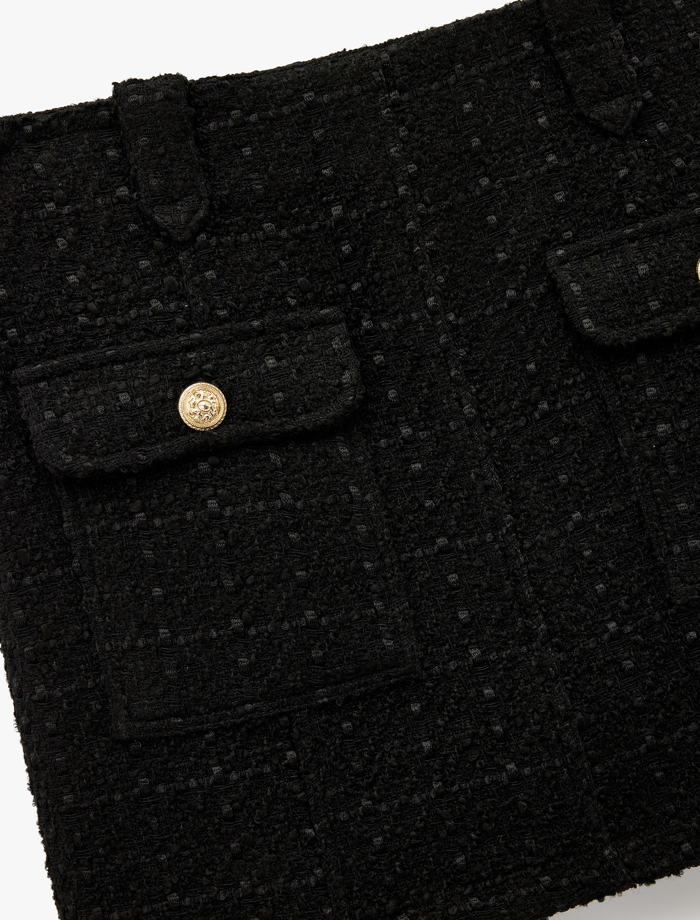   Metal Aksesuarlı Cep Detaylı Mini A Kesim Tüvit Etek