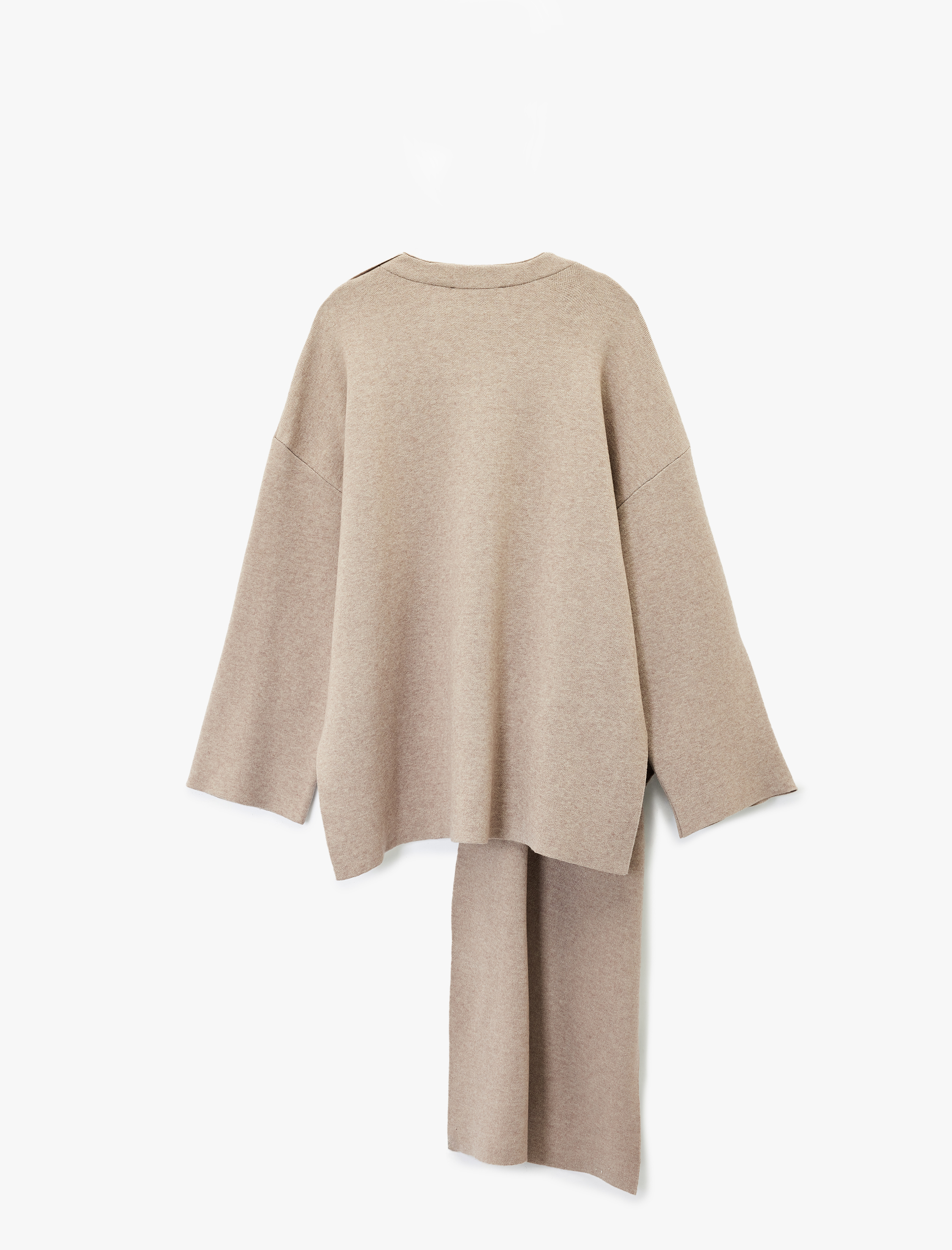   Geniş Uzun Kollu Yuvarlak Yaka Oversize Atkılı Hırka