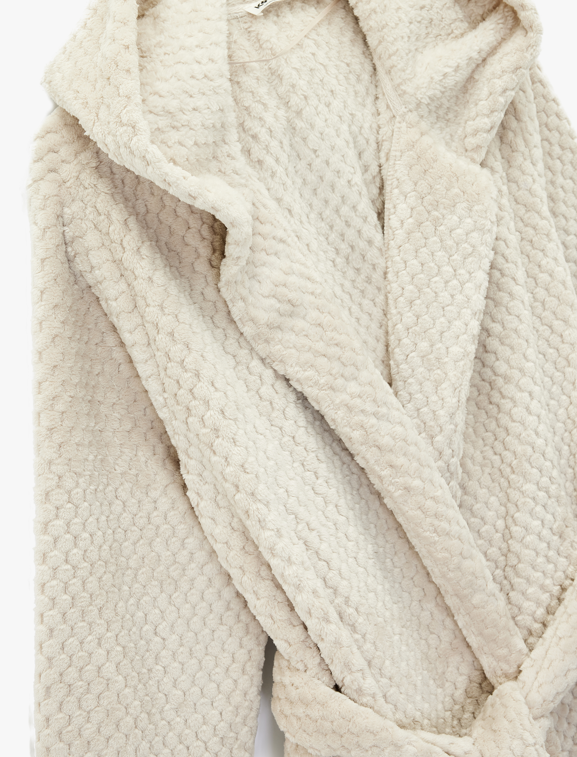   Uzun Kollu Kapüşonlu Kemerli Peluş Sabahlık