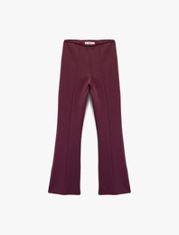 Nervürlü Pamuklu Slim Fit İspanyol Paça Tayt Pantolon