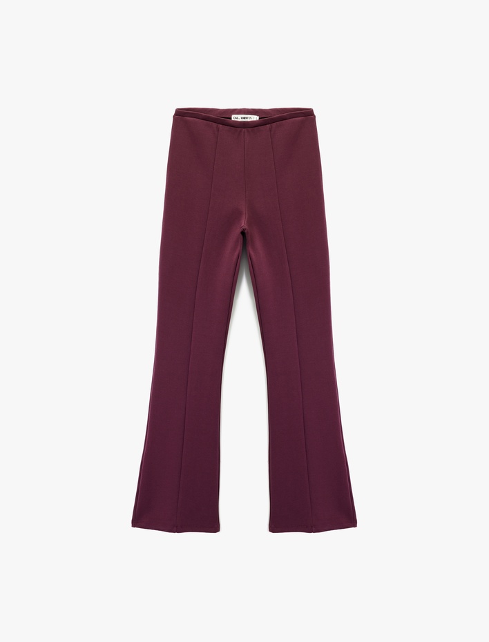  Nervürlü Pamuklu Slim Fit İspanyol Paça Tayt Pantolon