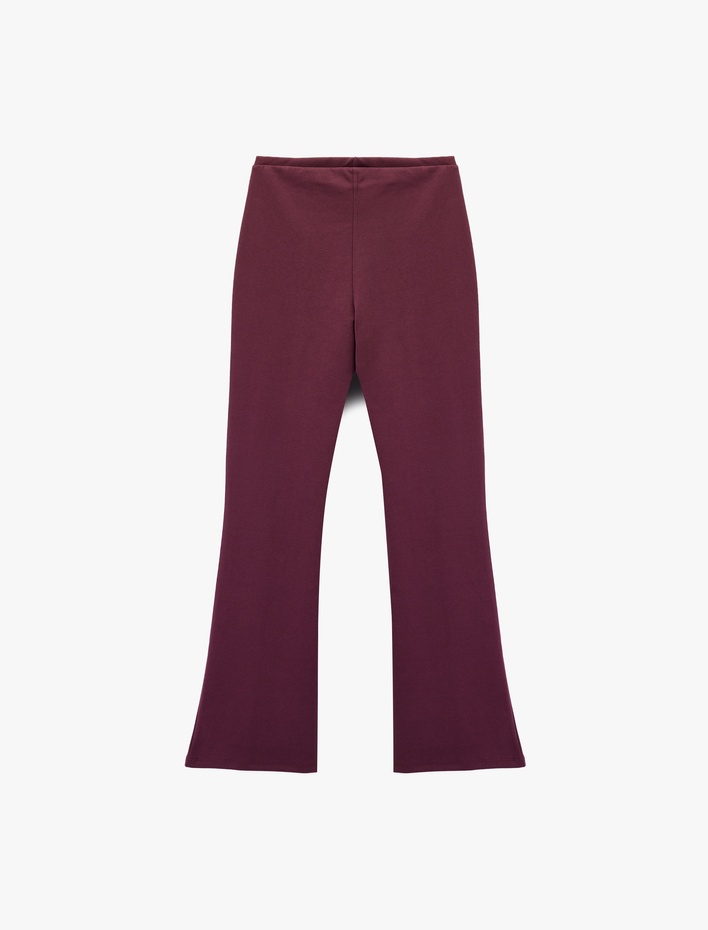  Nervürlü Pamuklu Slim Fit İspanyol Paça Tayt Pantolon