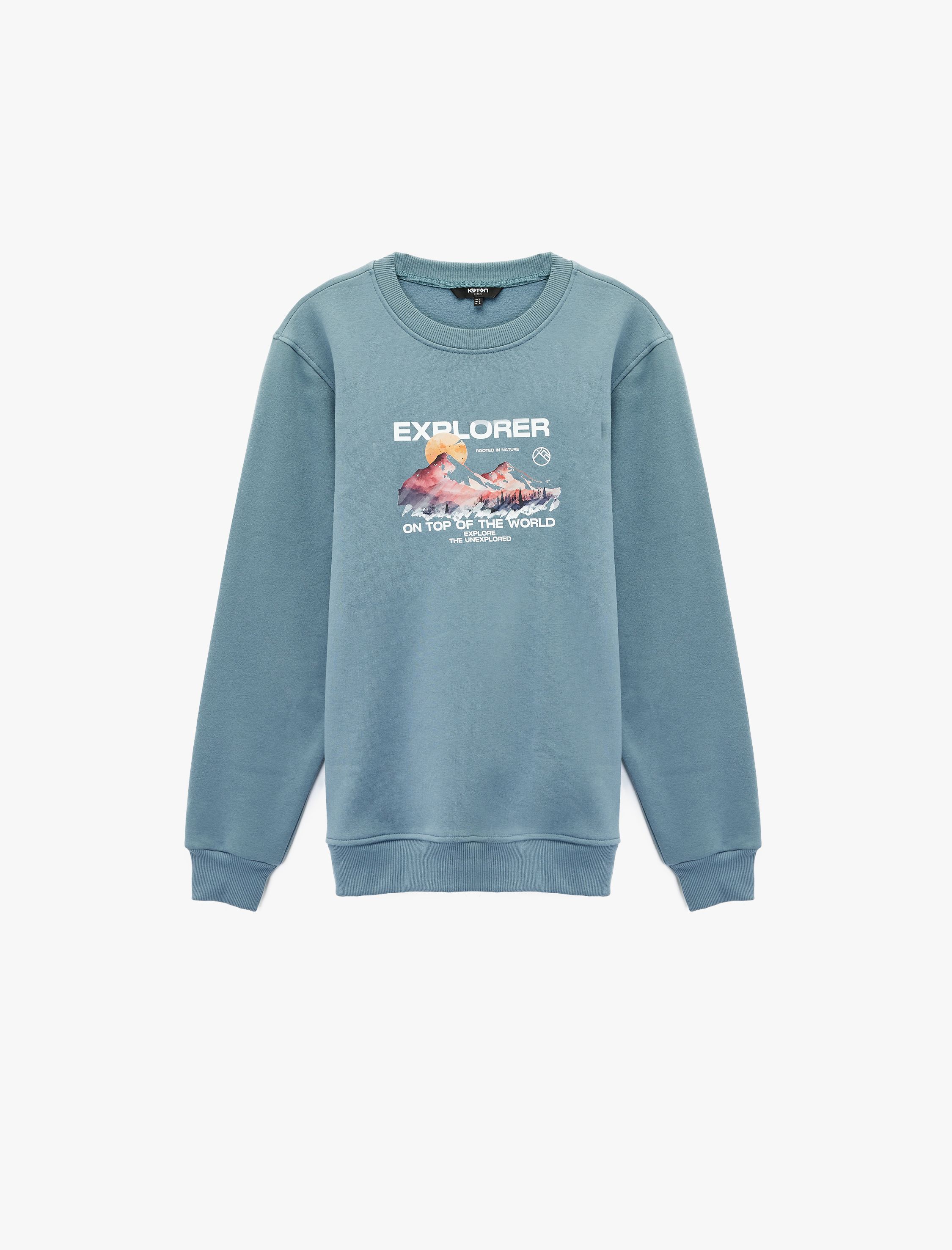   Uzun Kollu Regular Fit Bisiklet Yaka Baskılı Sweatshirt