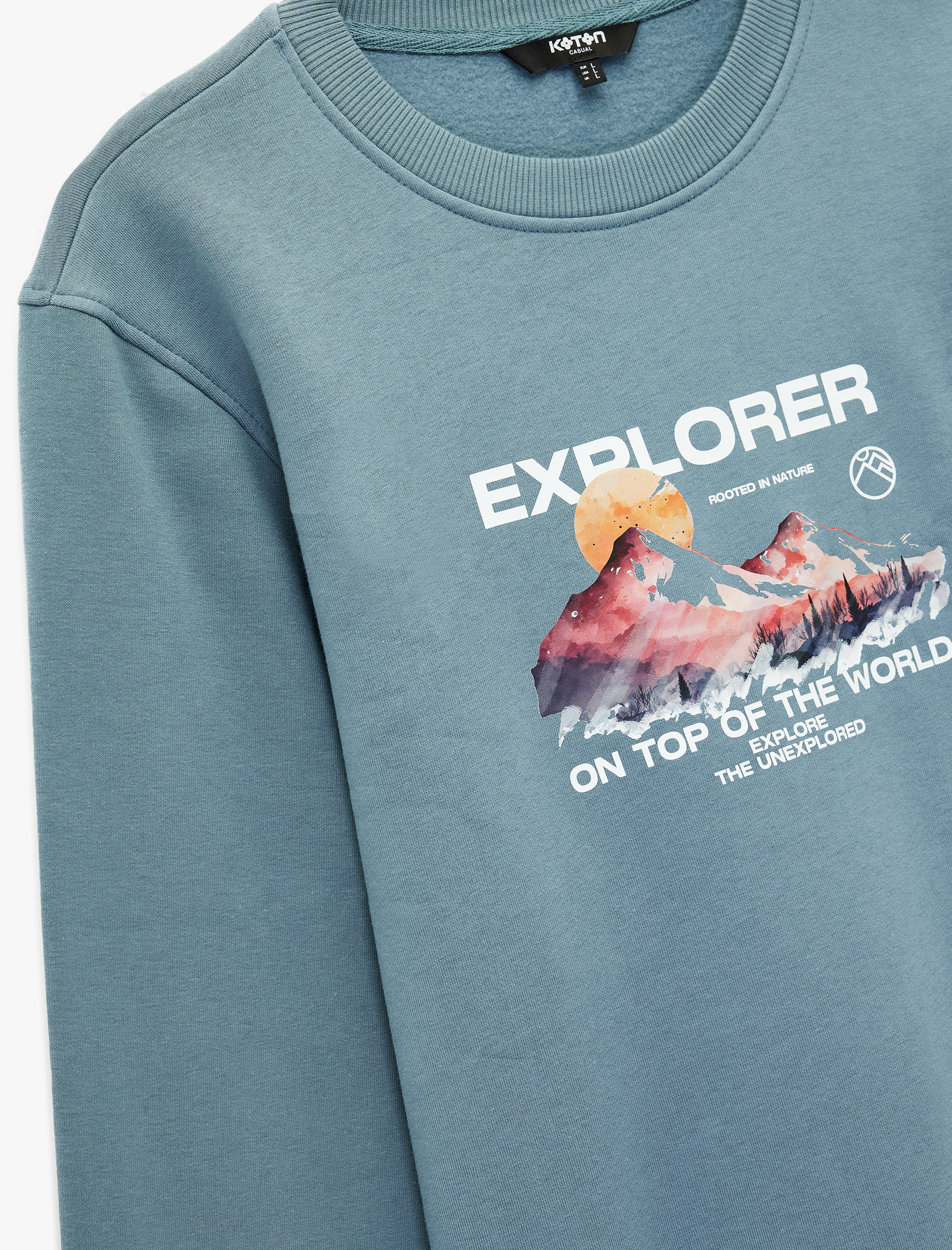   Uzun Kollu Regular Fit Bisiklet Yaka Baskılı Sweatshirt