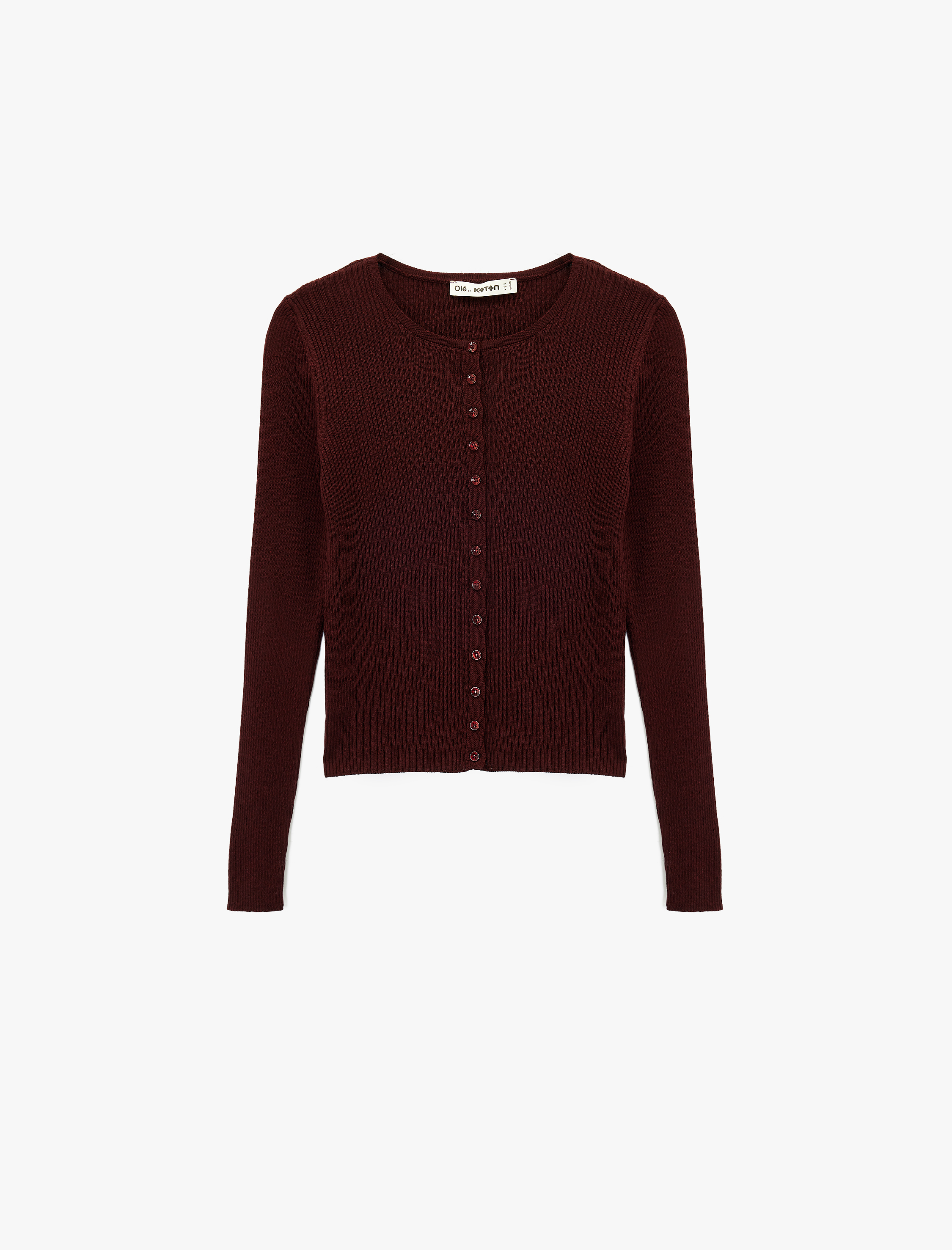   Slim Fit Uzun Kollu Düğmeli Bisiklet Yaka Triko Hırka