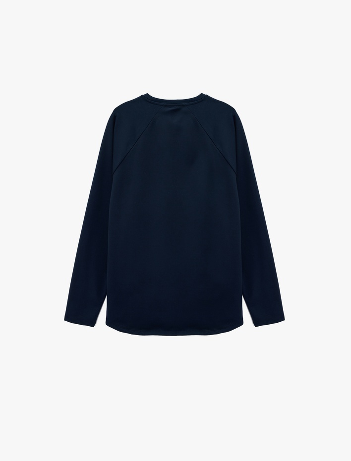  Uzun Kollu Bisiklet Yaka Dikiş Detaylı Slim Fit Spor Tişört