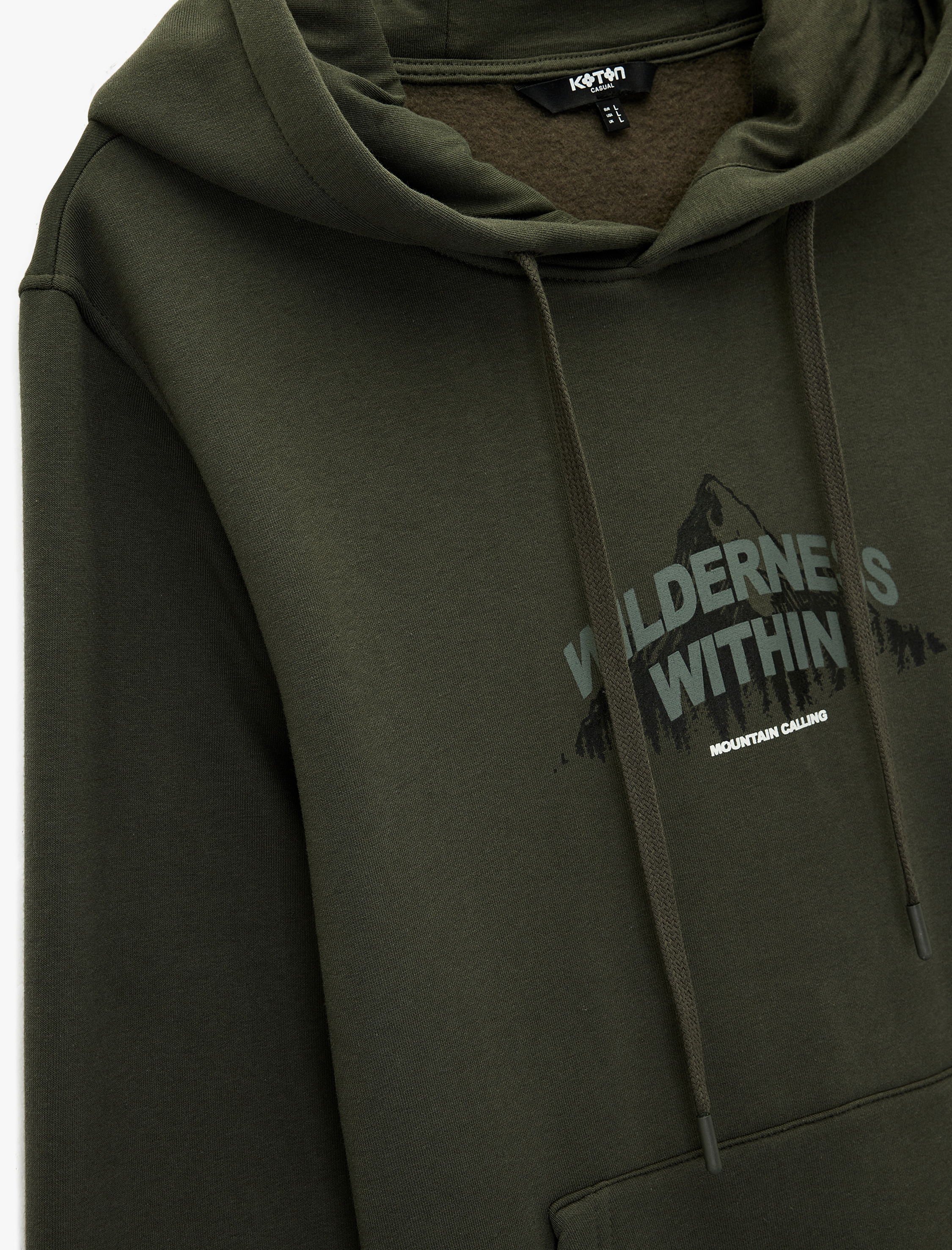   Regular Fit Uzun Kollu Kanguru Cepli Baskılı Kapşonlu Sweatshirt