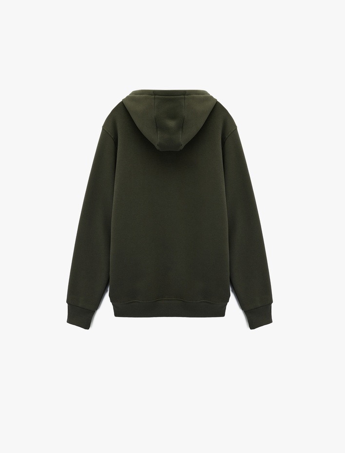  Regular Fit Uzun Kollu Kanguru Cepli Baskılı Kapşonlu Sweatshirt