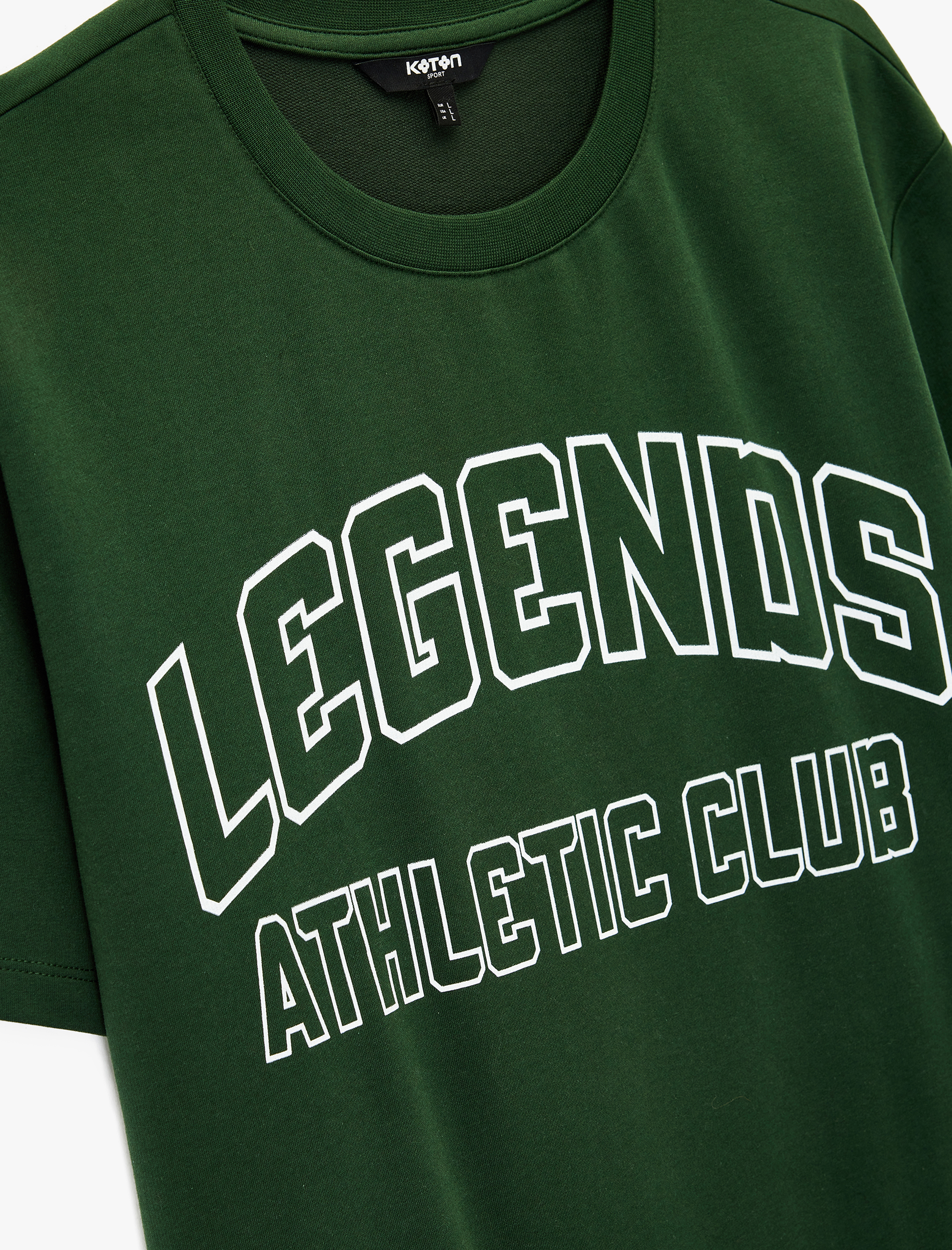   Regular Fit Kısa Kollu Pamuklu Bisiklet Yaka Baskılı Spor Tişört