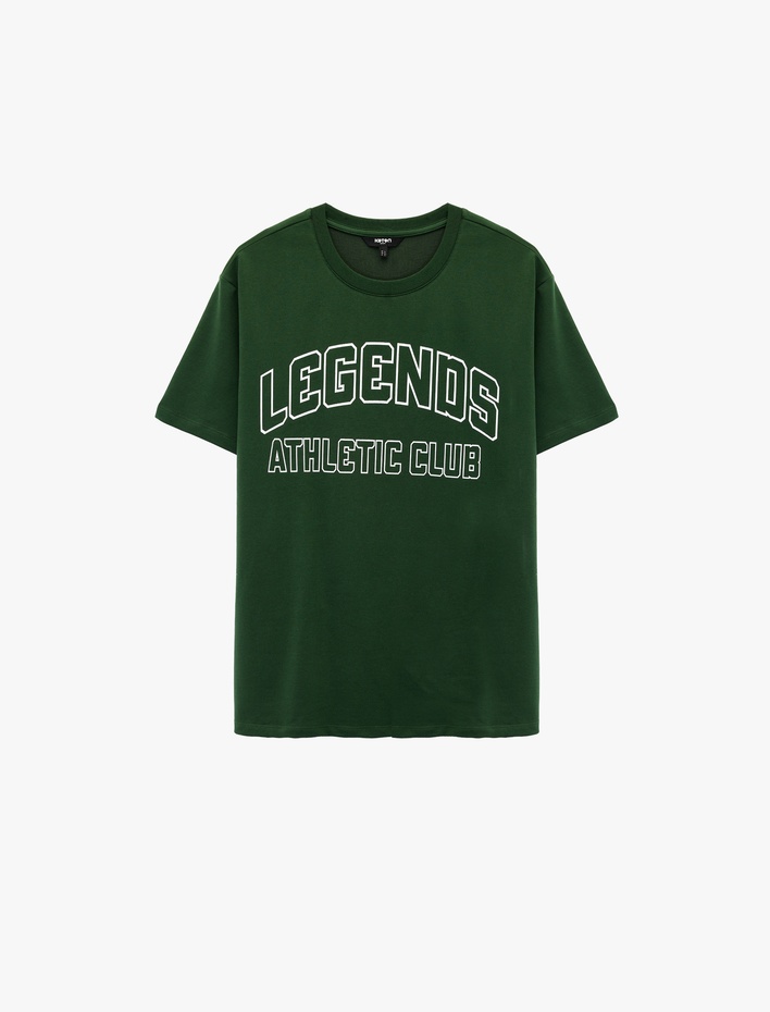  Regular Fit Kısa Kollu Pamuklu Bisiklet Yaka Baskılı Spor Tişört