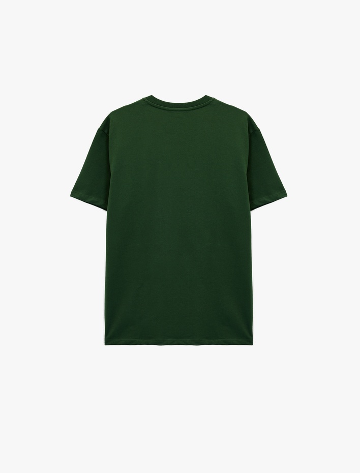  Regular Fit Kısa Kollu Pamuklu Bisiklet Yaka Baskılı Spor Tişört